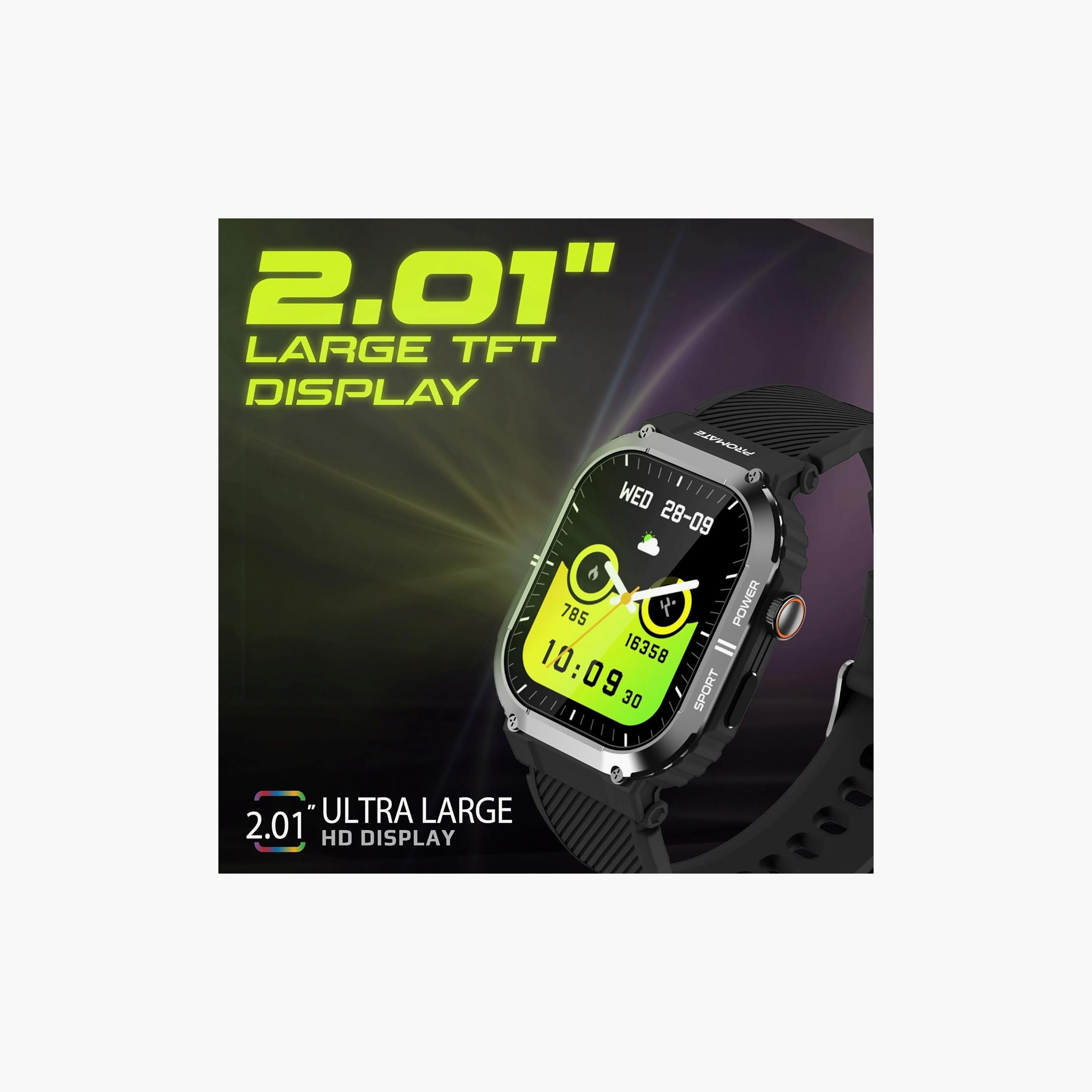 Promate SportFit Smartwatch 2.01" TFT 100+ Sports Modes HR & Sleep Tracker Black-men-watchesandjewellery-watches-image-6