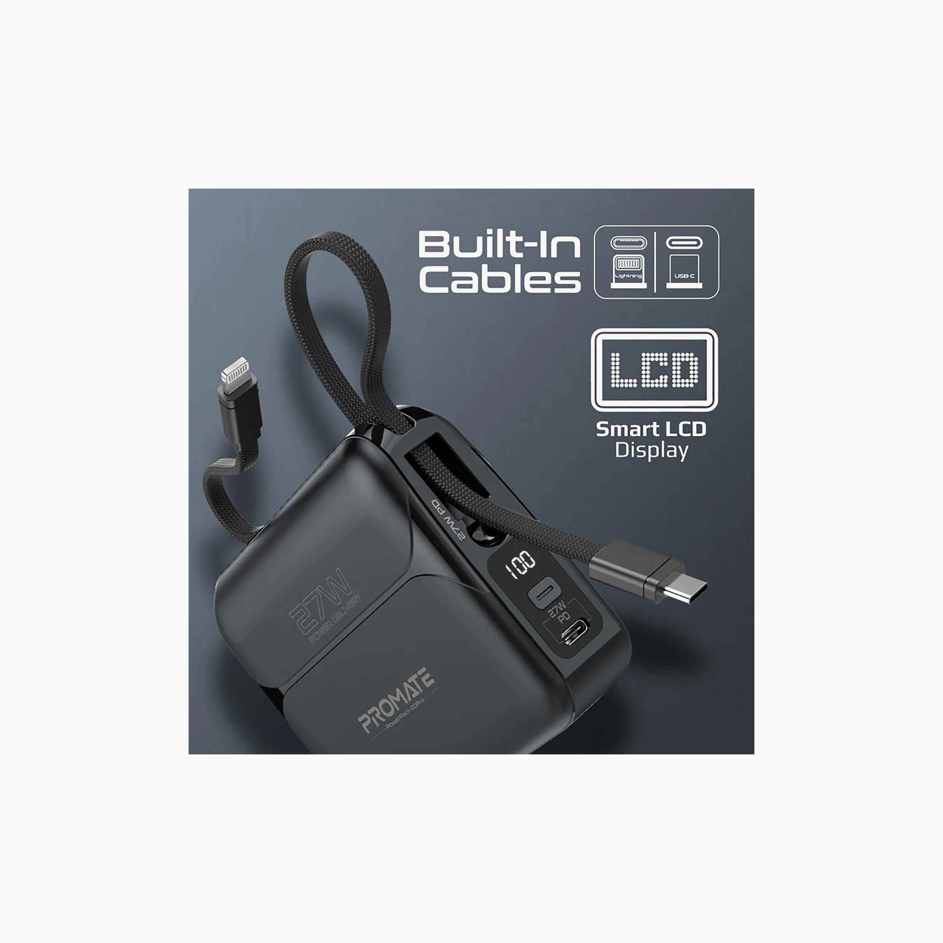 Promate 20000mAh Power Bank With 27 PD With USB C With Lightning Cable Black | 20PRO-electronics-accessories-mobileaccesories-image-2