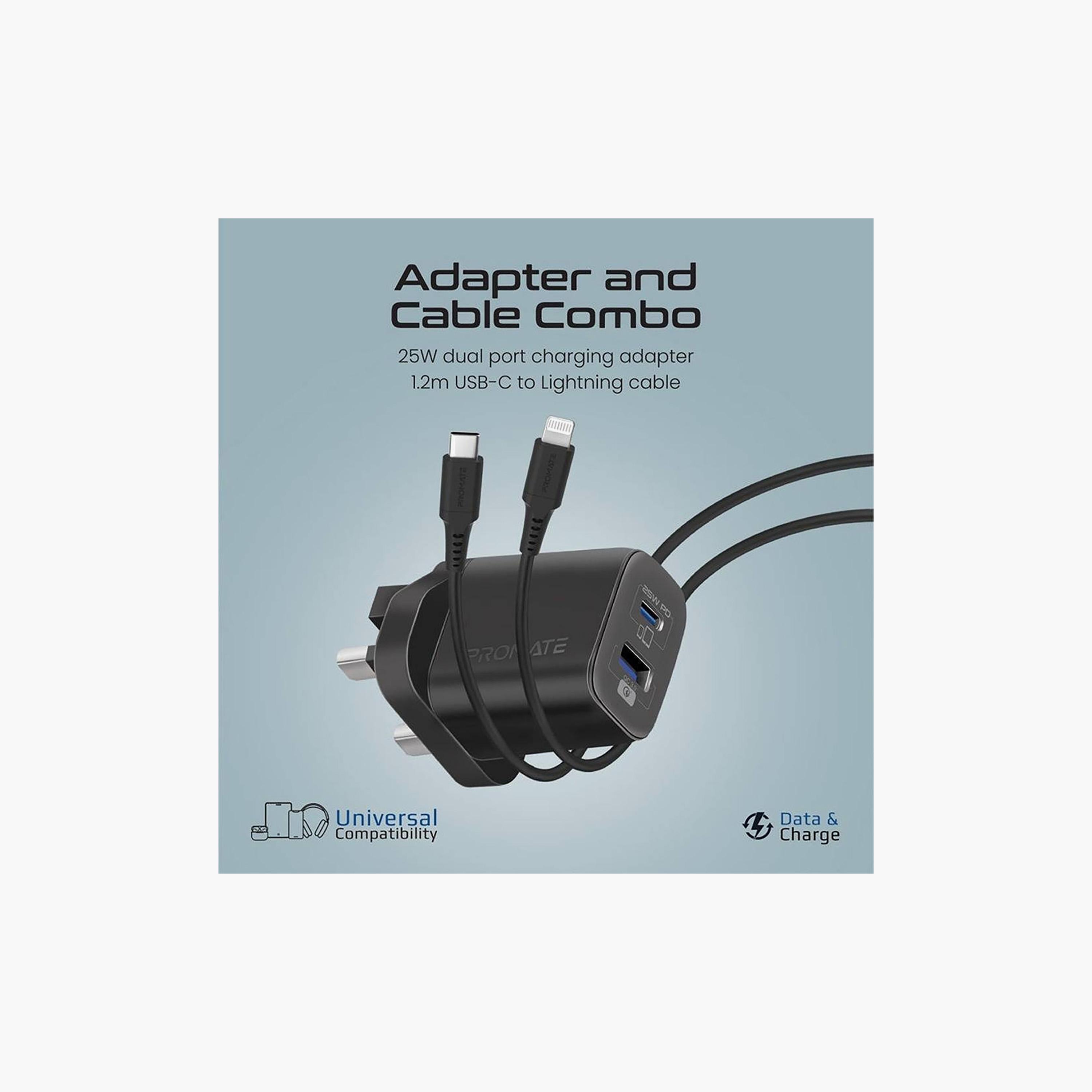 Promate 25W PD Dual Port Charger with USB-C to Lightning Cable Black | ChargeKit-25PDi-electronics-accessories-mobileaccesories-image-9