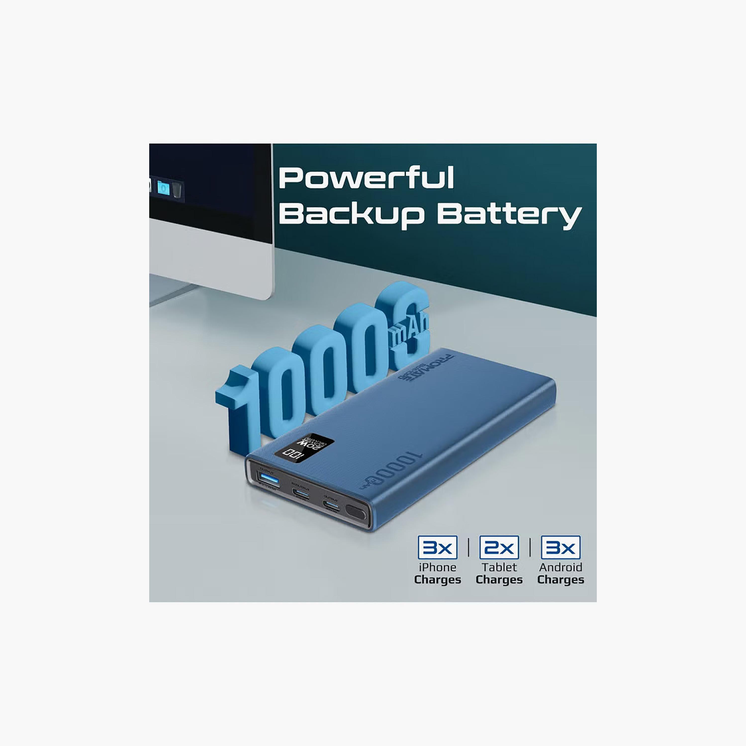 Promate 10000mAh Power Bank 20W Type-C 22.5W QC 3.0 LCD Display Blue | Bolt-10PD-electronics-accessories-mobileaccesories-image-2