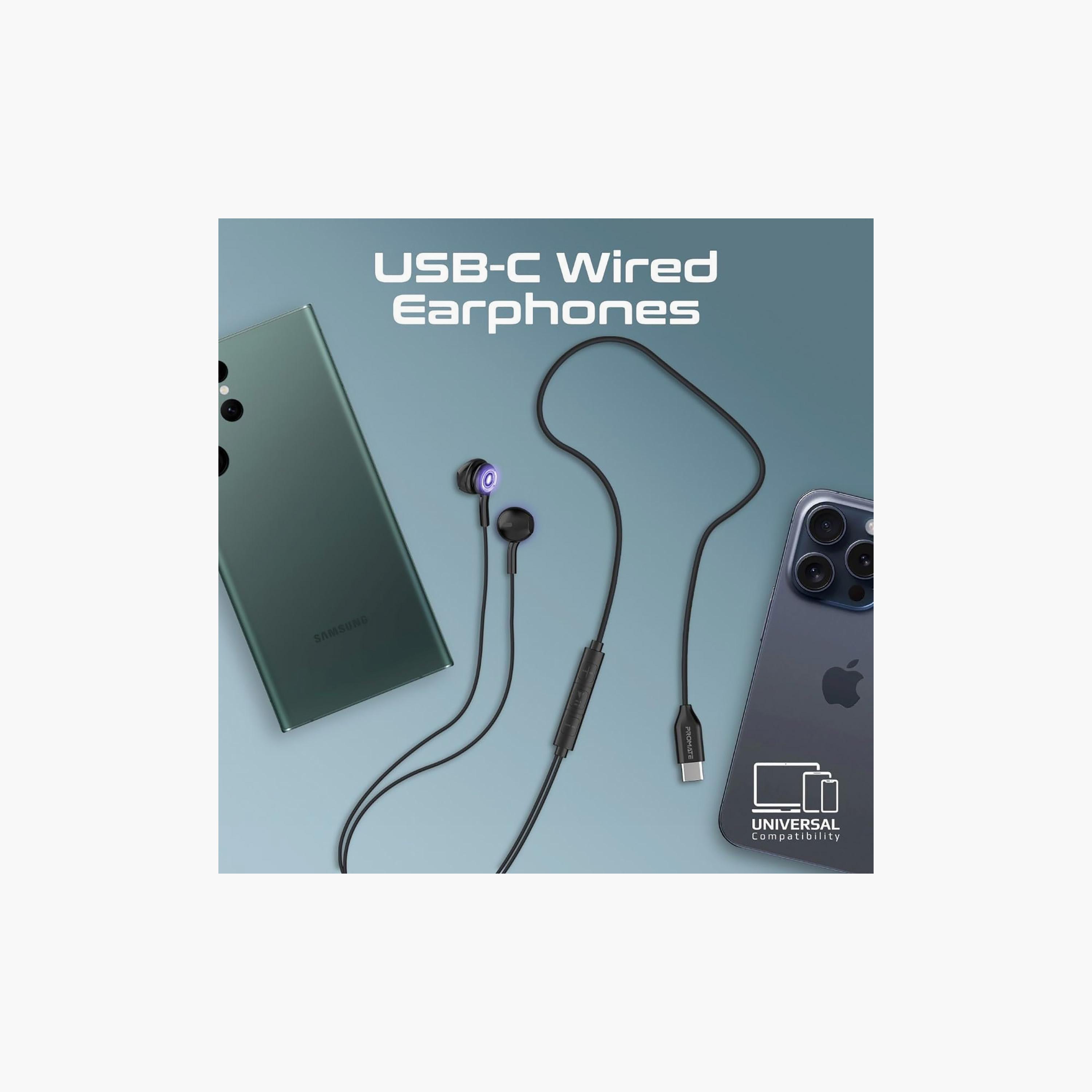 Promate Tranparent Stereo USB C RGB Earphone Black | LUMIBUDS-C-electronics-headphonesandearphones-image-4