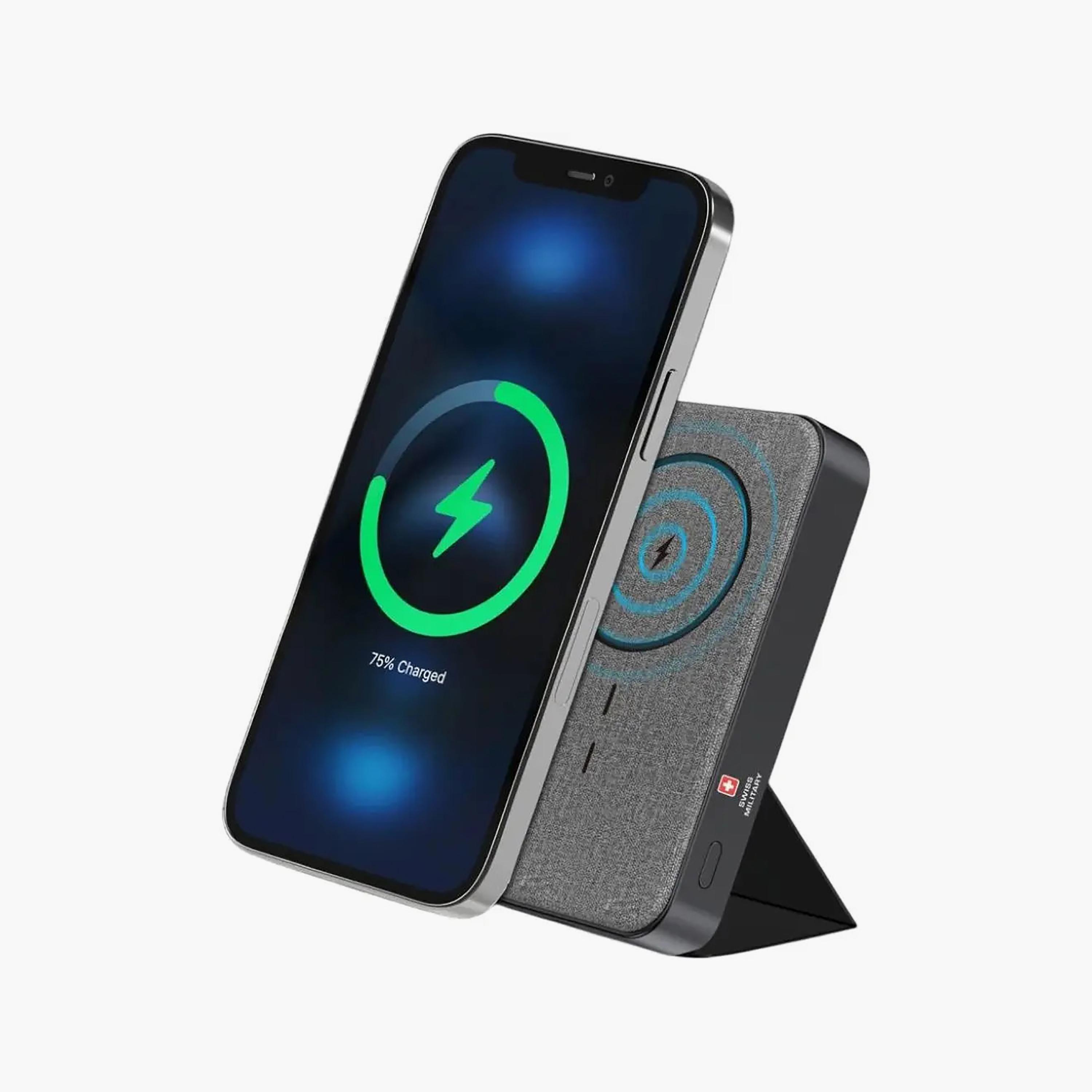 Swiss Military Power Bank 10K mAh Magcharge With Stand Grey Colour | SM-PB-10K-MAGCHARGE-STAND-GRY-electronics-accessories-mobileaccesories-image-2