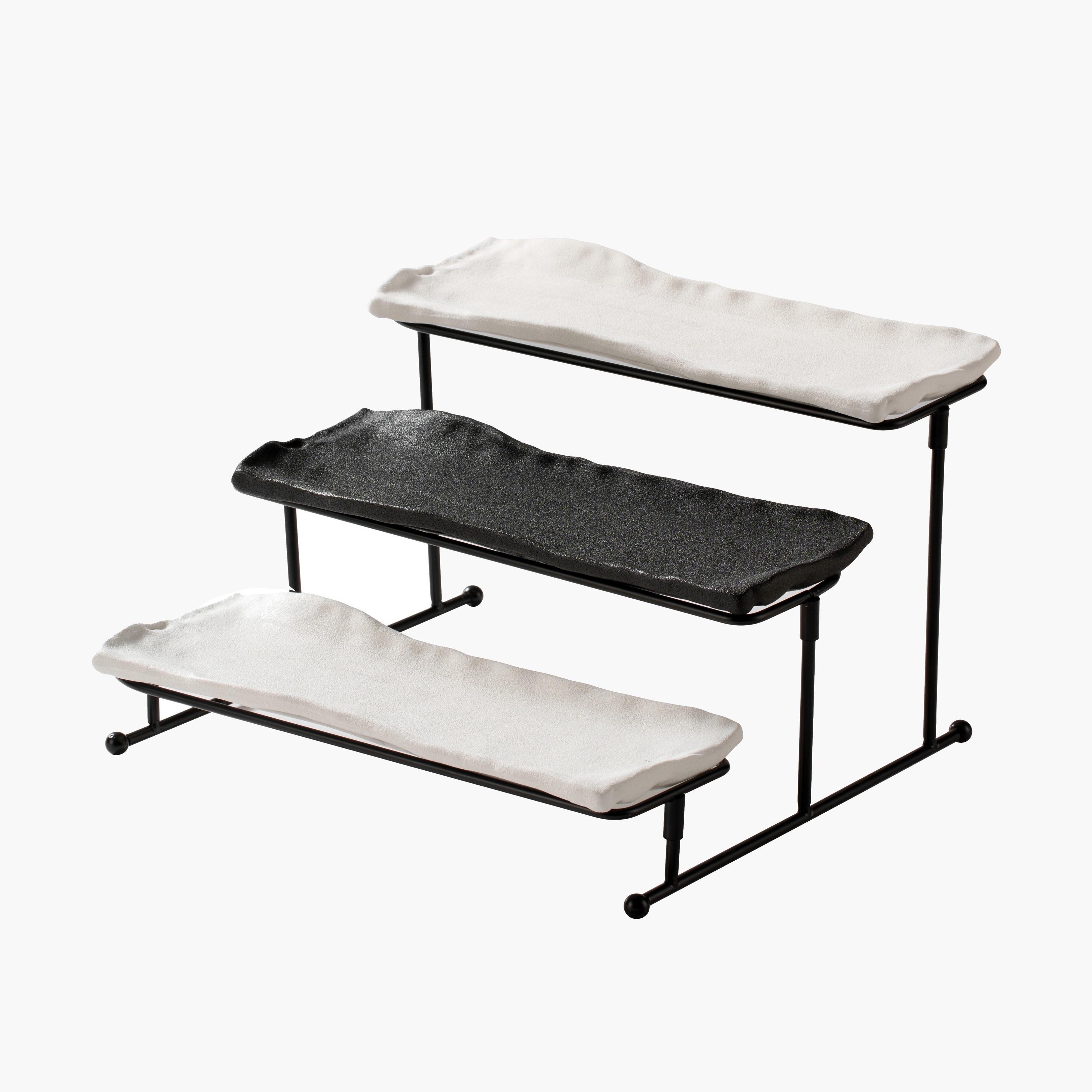 Shallow 3-Tier Porcelain Serving Stand - 31 cm