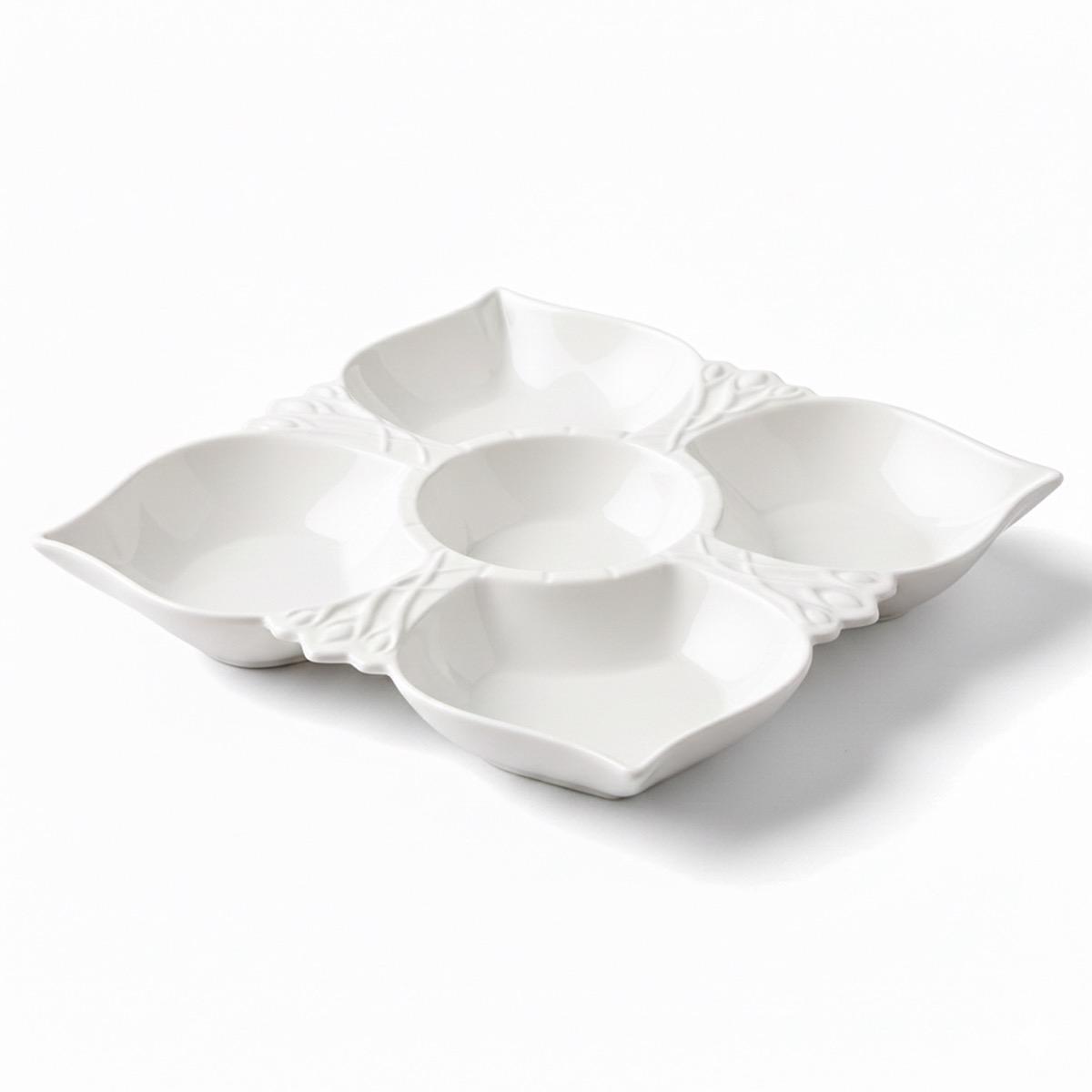 Shallow 5-Section Porcelain Serving Platter