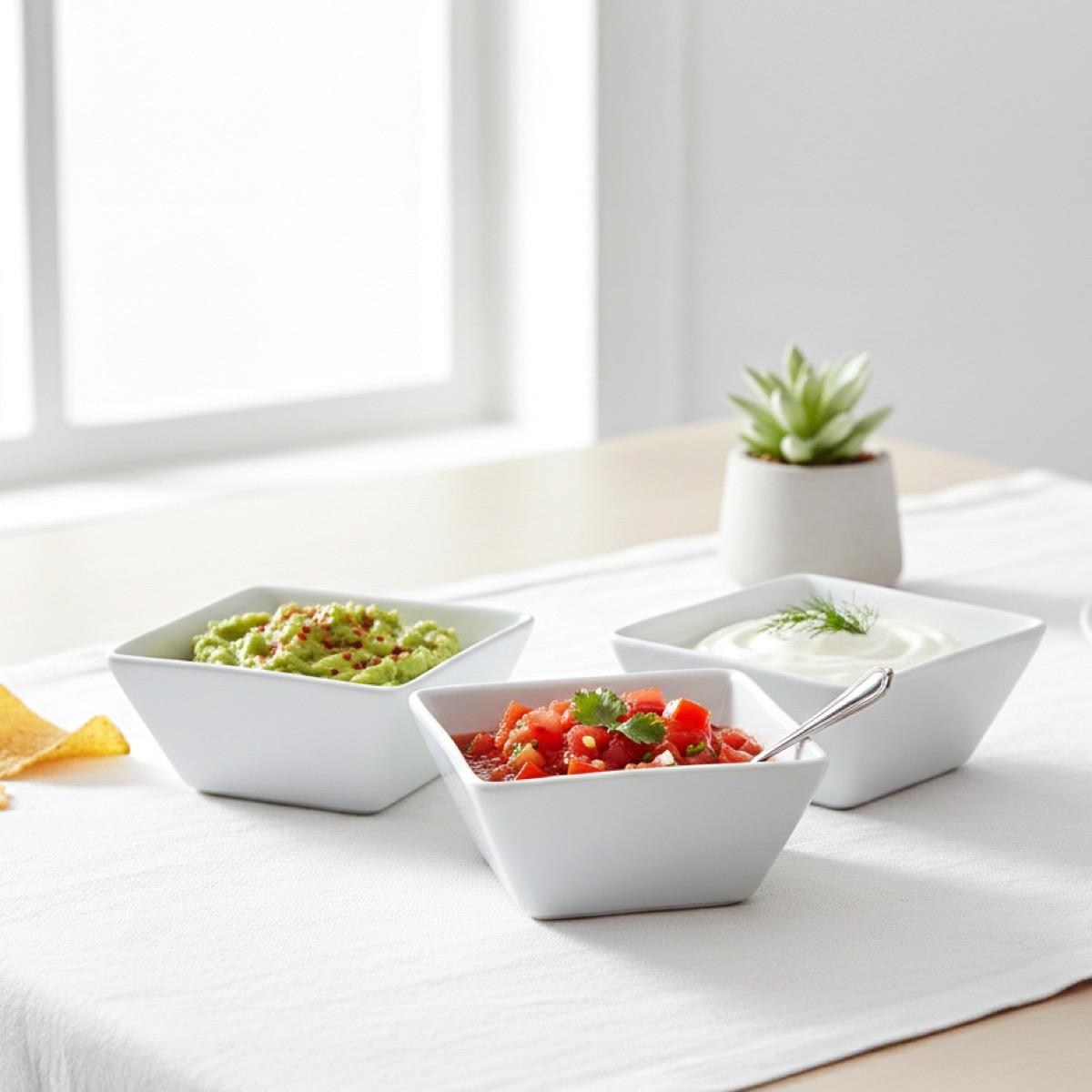 Shallow Squ 3-Piece Porcelain Bowl Set