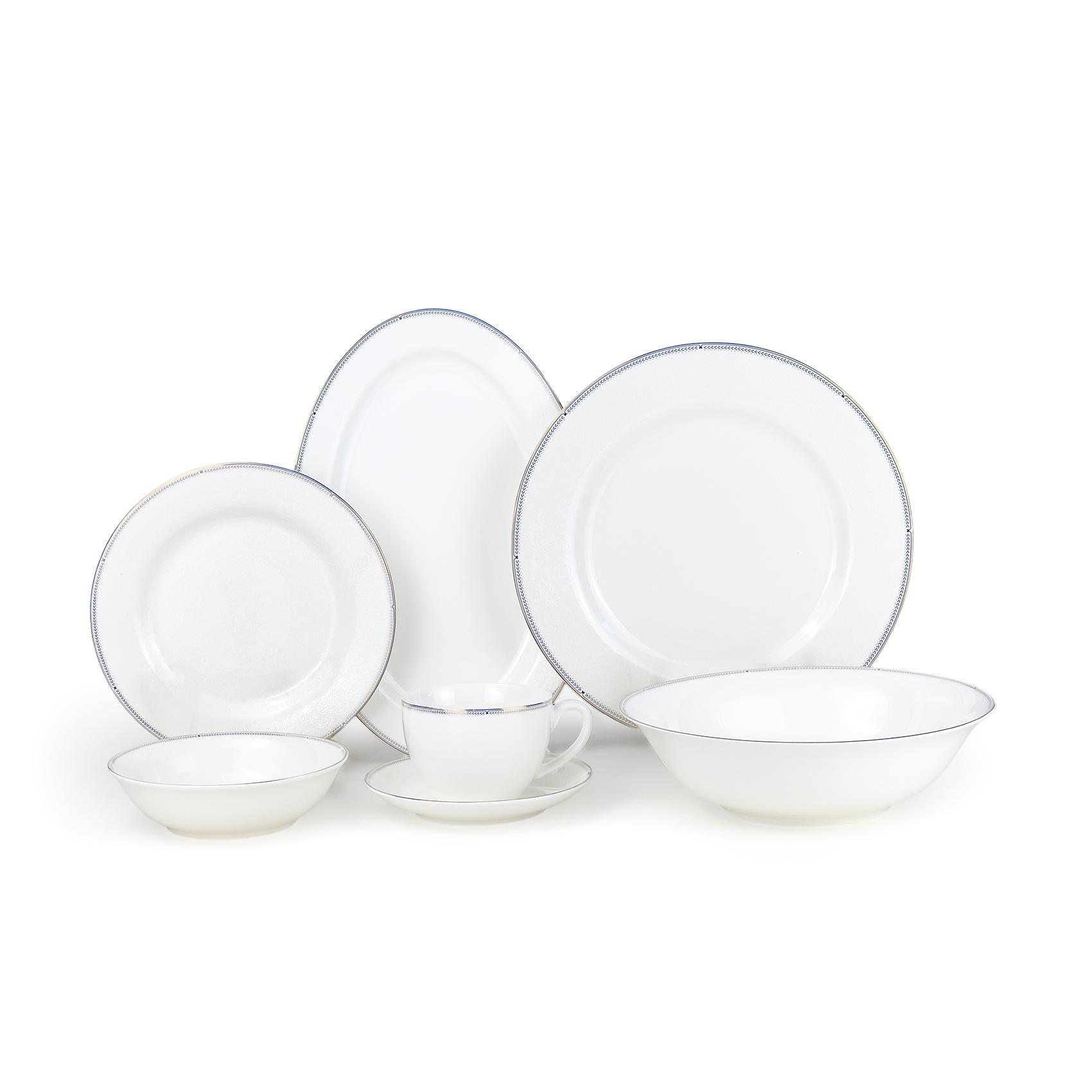 Shallow Aria 32-Piece Bone China Dinner Set - Serves 6
