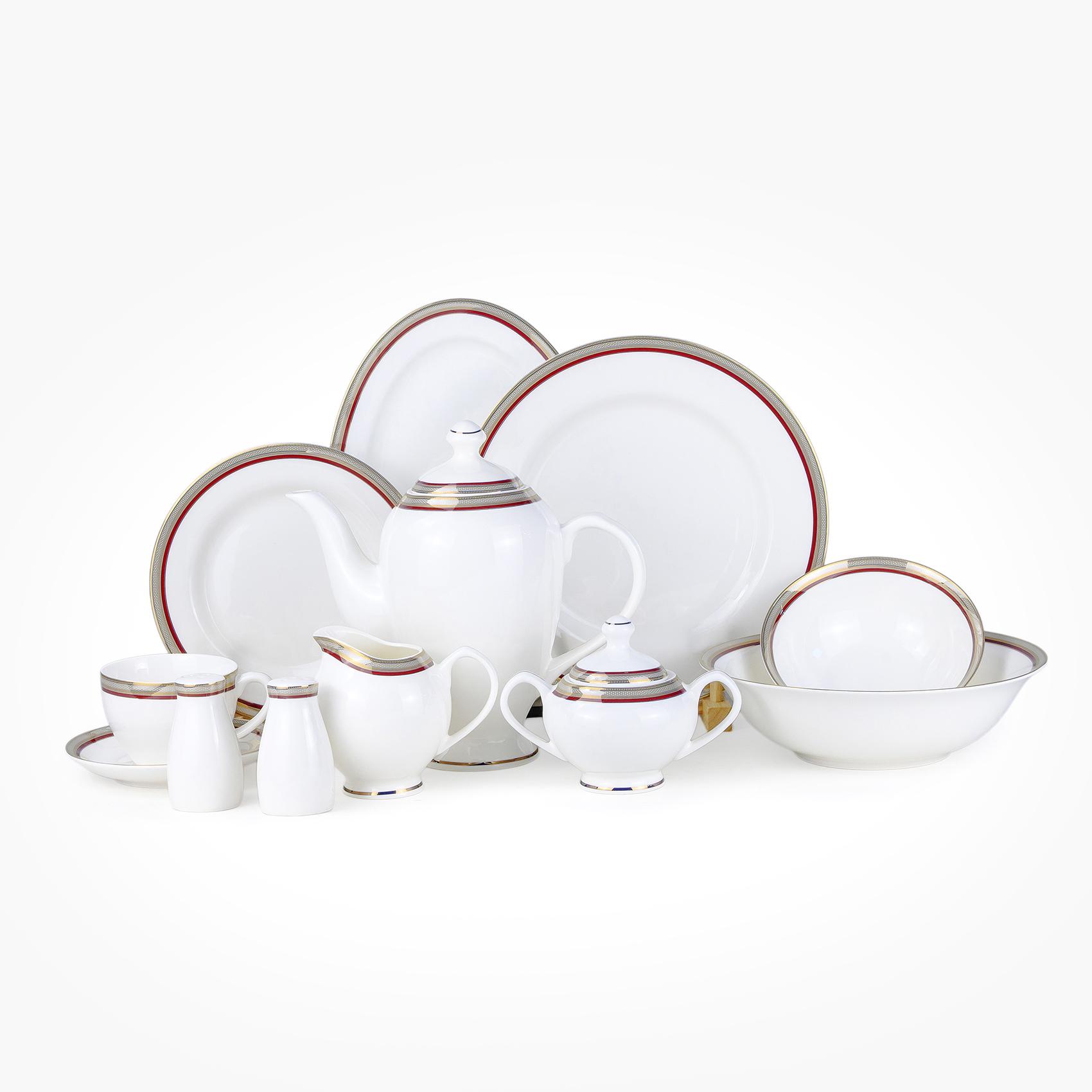 Shallow Luma 47-Piece Bone China Dinner Set - Serves 8