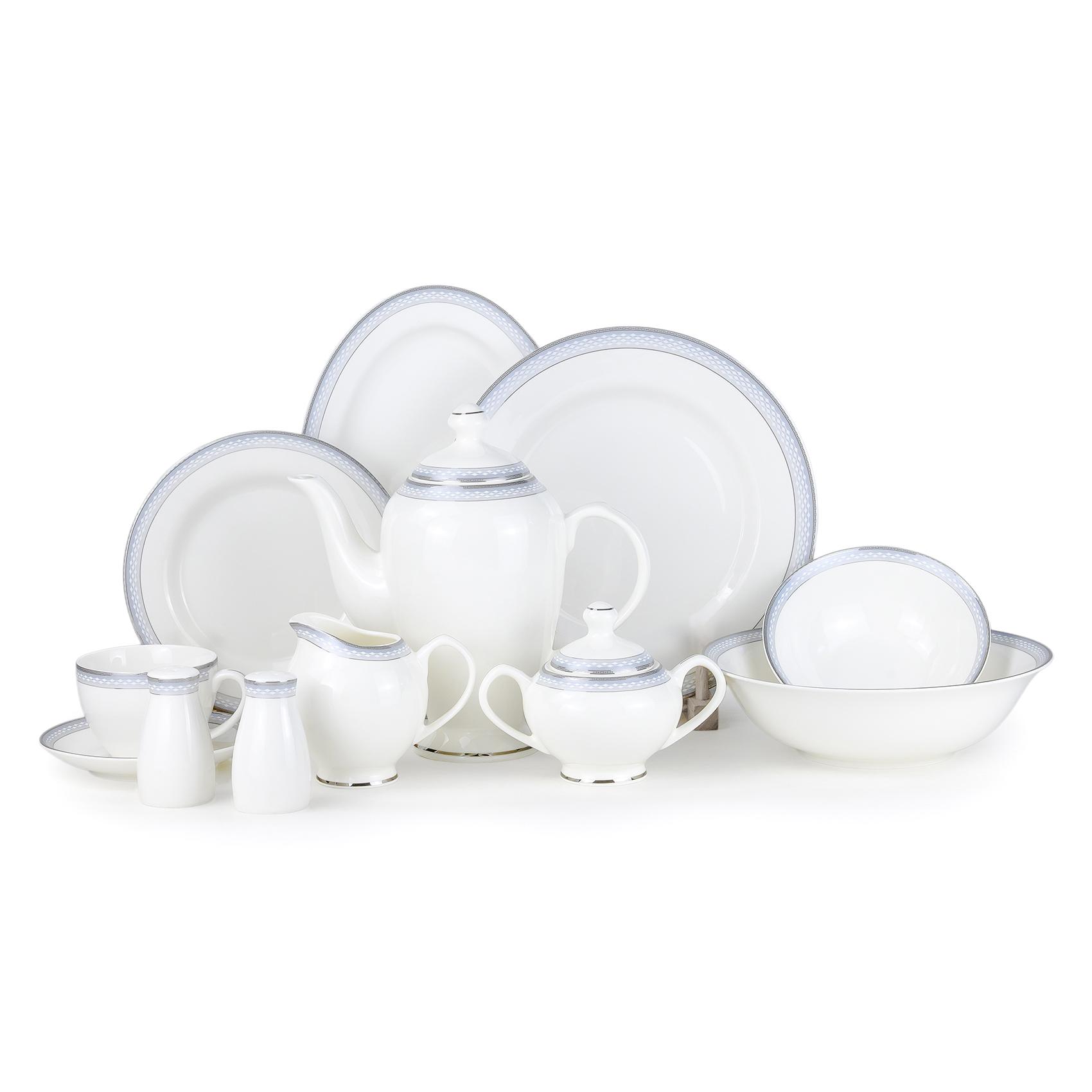 Shallow Ziya 47-Piece Bone China Dinner Set - Serves 6
