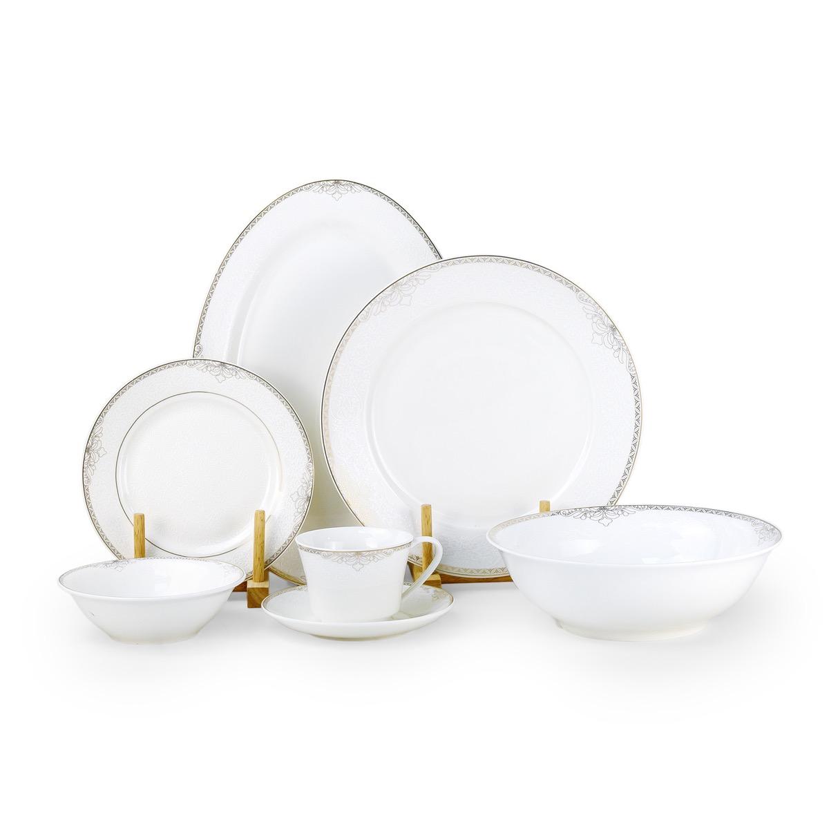 Shallow Asma 32-Piece Bone China Dinner Set - Serves 6