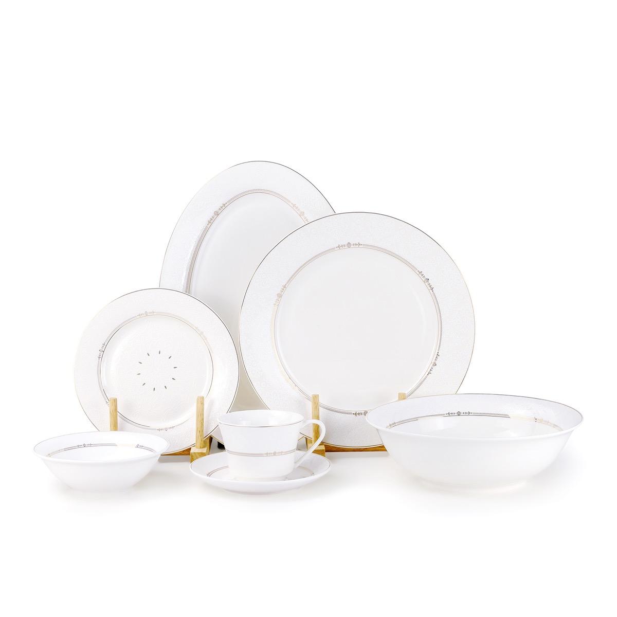 Shallow Isla 32-Piece Bone China Dinner Set - Serves 6