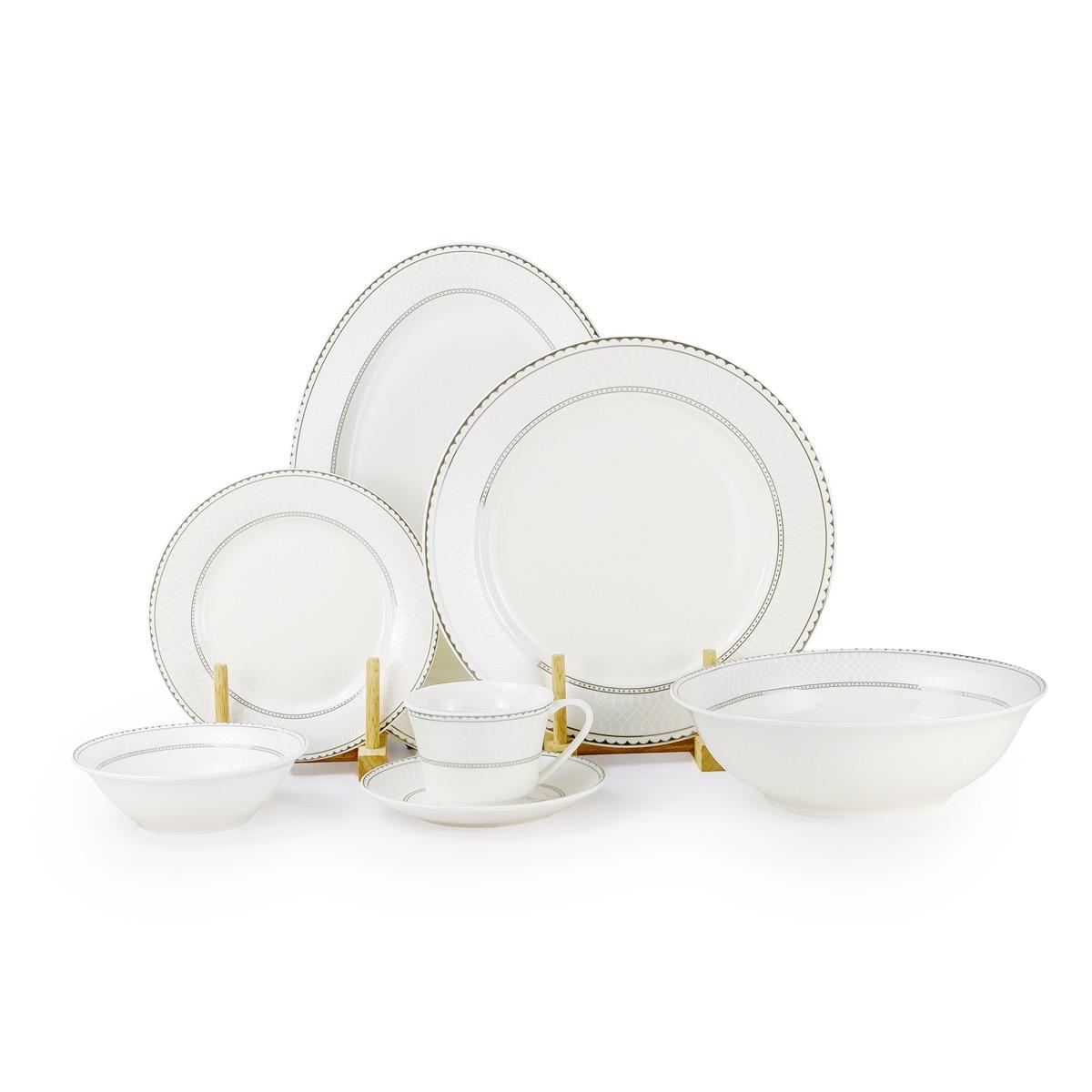 Shallow Juna 32-Piece Bone China Dinner Set - Serves 6