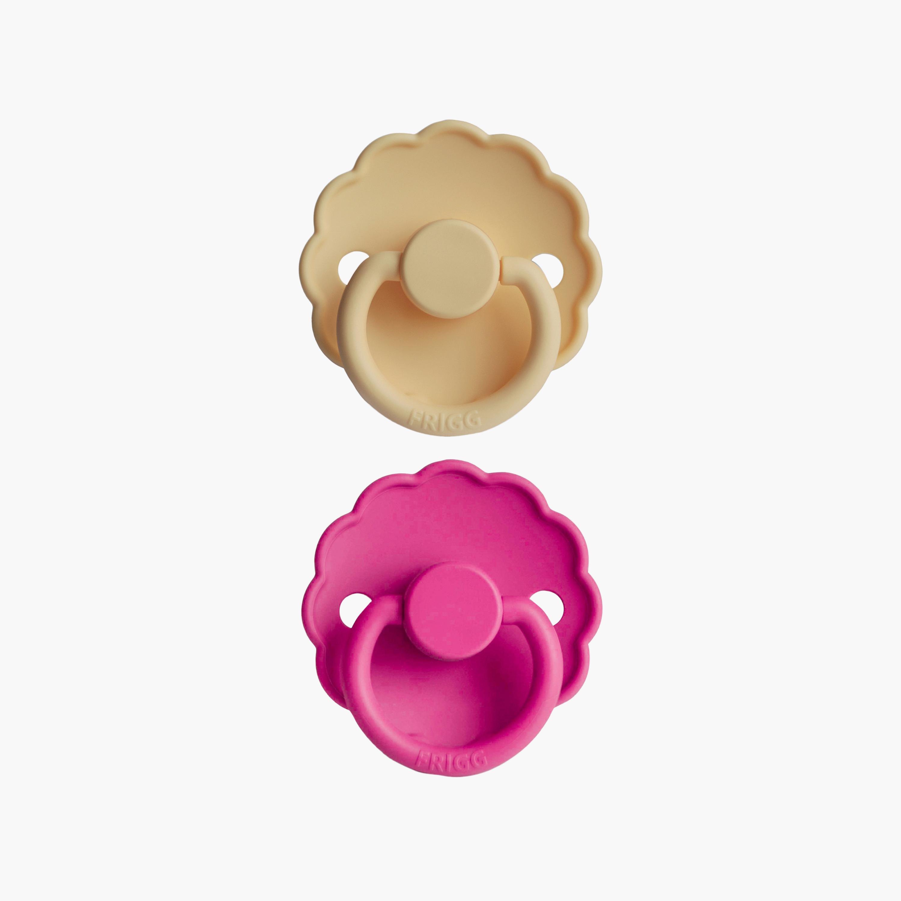 Frigg 2-Piece Daisy Latex Baby Pacifier - Pale Daffodil & Fuchsia - Size 2-baby-feeding-pacifiers-image-1