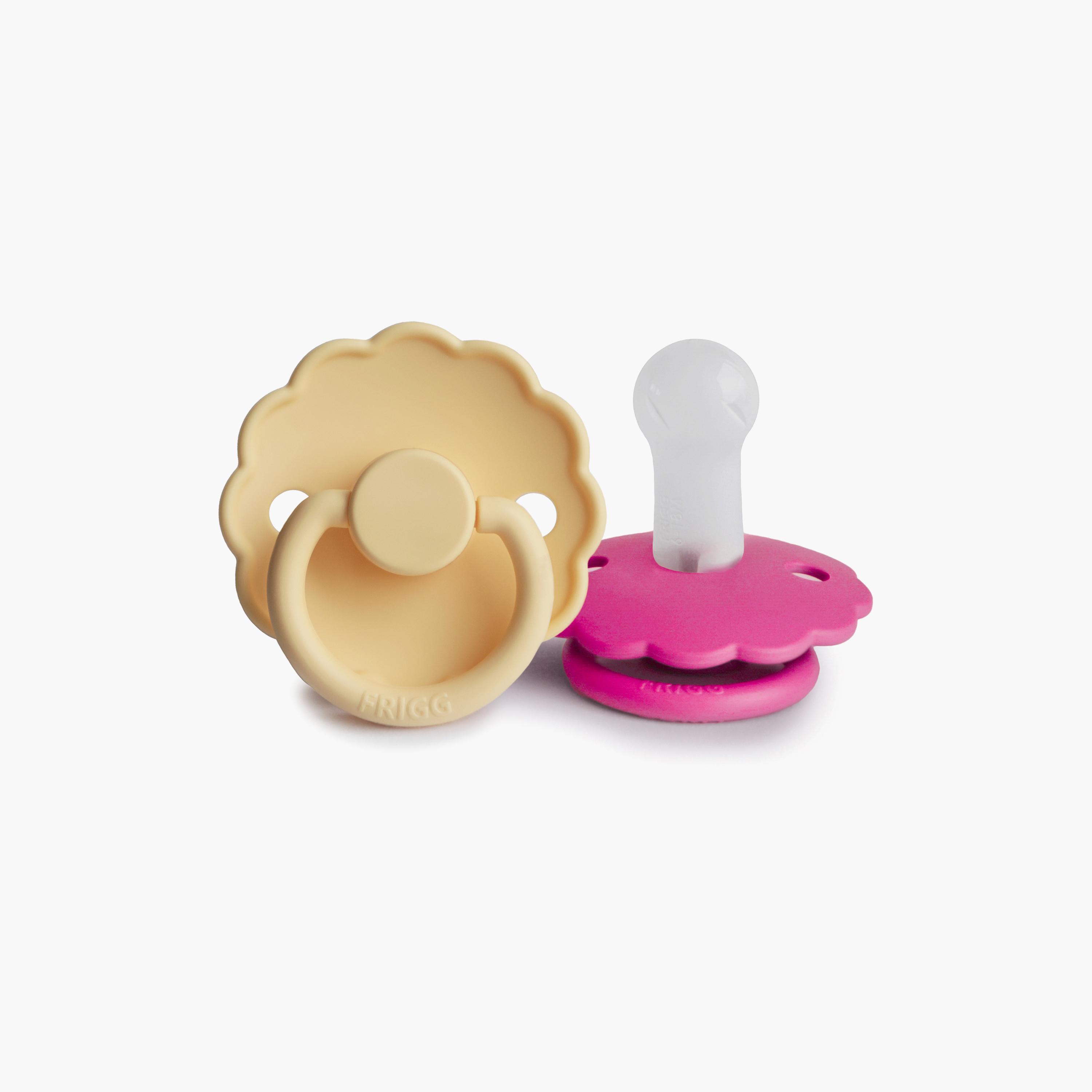 Frigg 2-Piece Daisy Latex Baby Pacifier - Pale Daffodil & Fuchsia - Size 2-baby-feeding-pacifiers-image-2