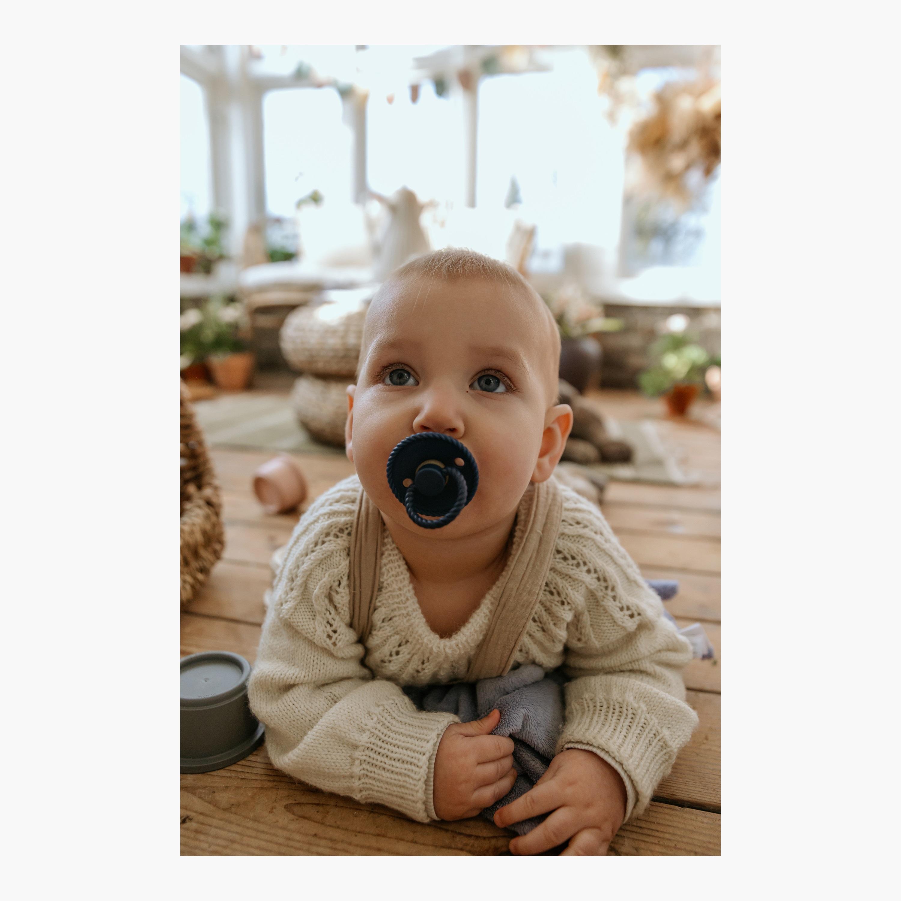 طقم لهايات أطفال سيليكون ديزي (قطعتين) من فريج - لون الفاوانيا (بيوني) وأرز - مقاس 1-baby-feeding-pacifiers-image-11