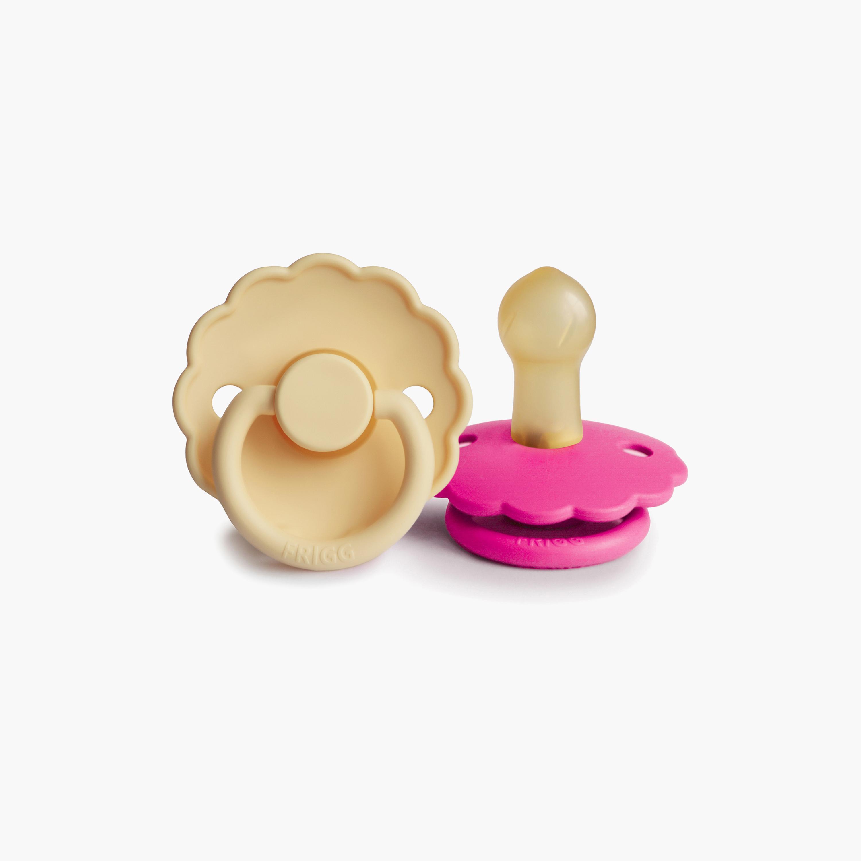 Frigg 2-Piece Daisy Silicone Baby Pacifier - Pale Daffodil & Fuchsia - Size 1-baby-feeding-pacifiers-image-4