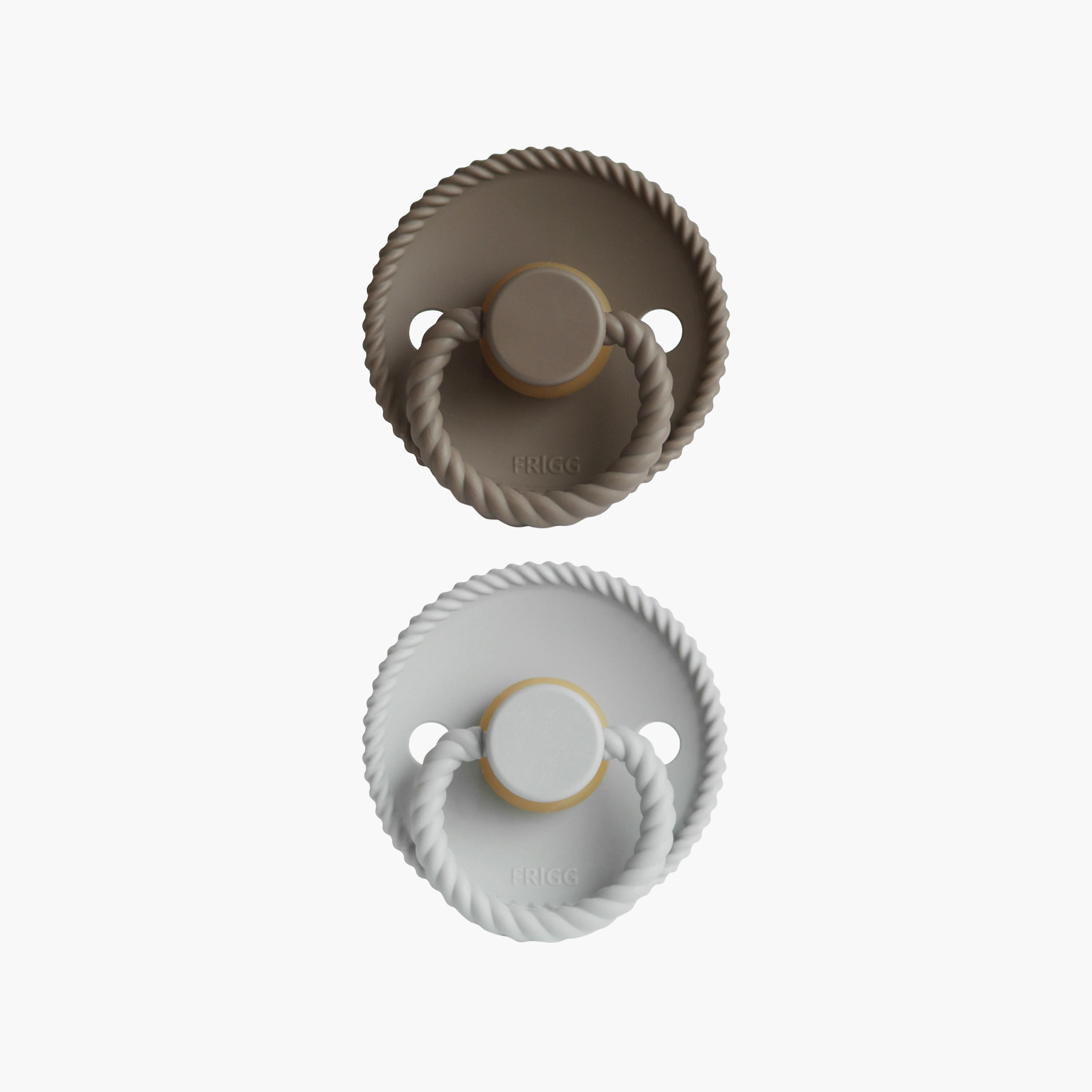Frigg 2-Piece Rope Silicone Baby Pacifier - Portobello & Silver Gray - Size 2-baby-feeding-pacifiers-image-1