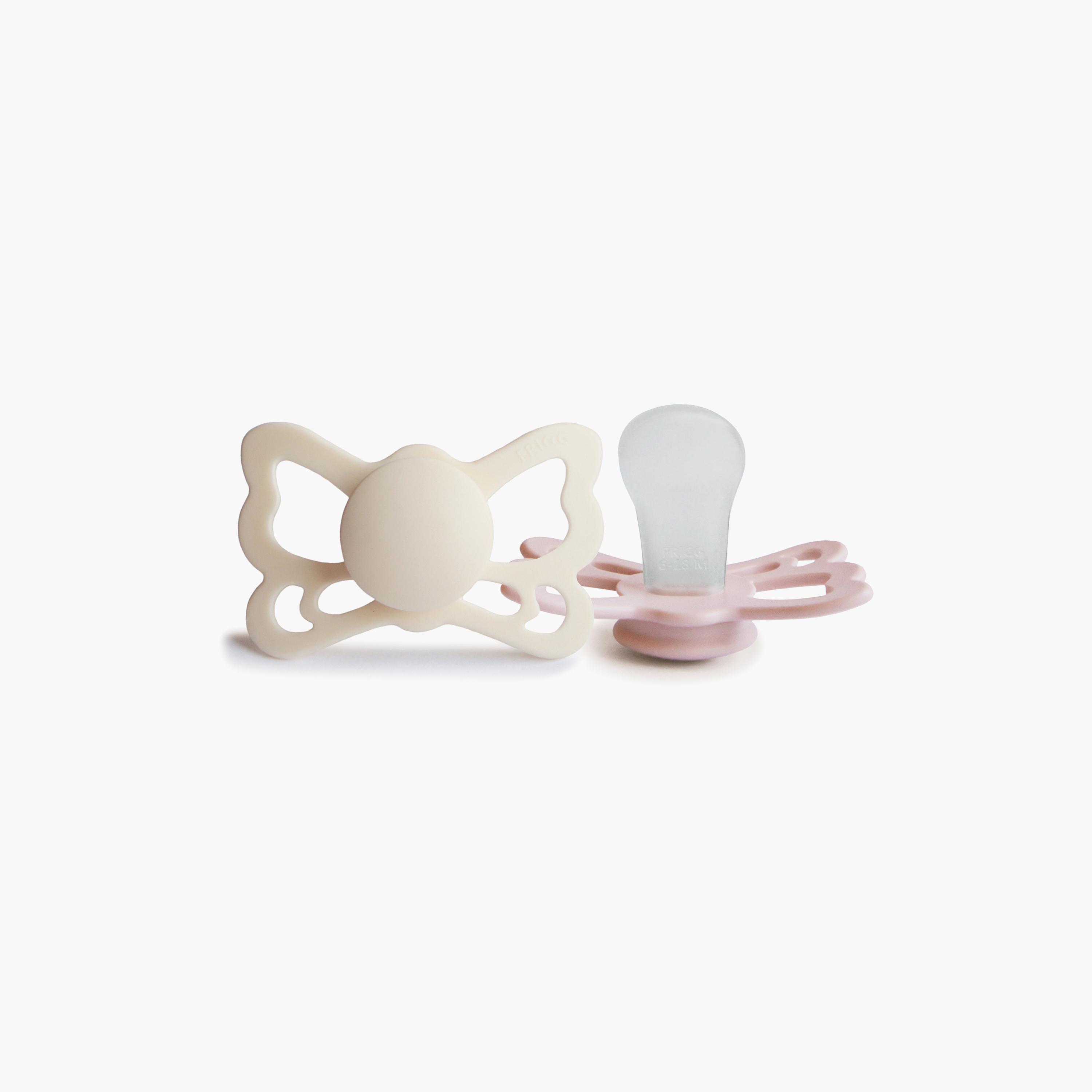 Frigg 2-Piece Butterfly Anatomical Silicone Baby Pacifier - Cream & Blush - Size 1-baby-feeding-pacifiers-image-2