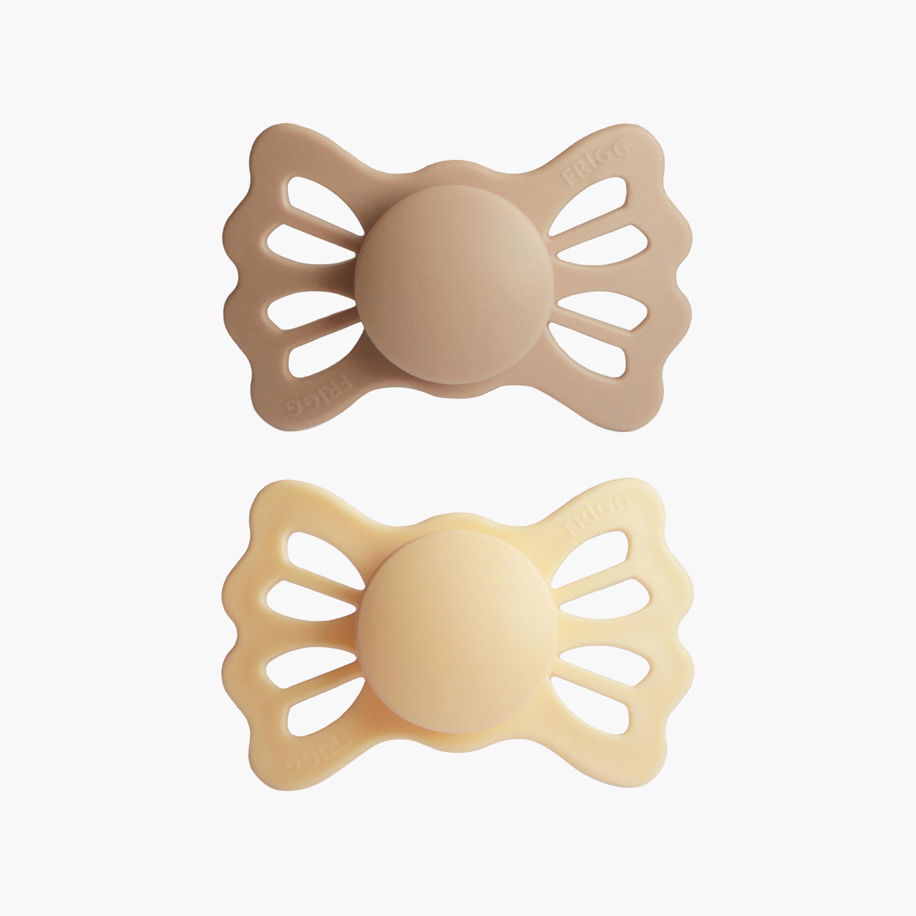Frigg 2-Piece Lucky Symmetrical Silicone Baby Pacifier - Pale Daffodil & Silky Satin - Size 2-baby-feeding-pacifiers-image-1