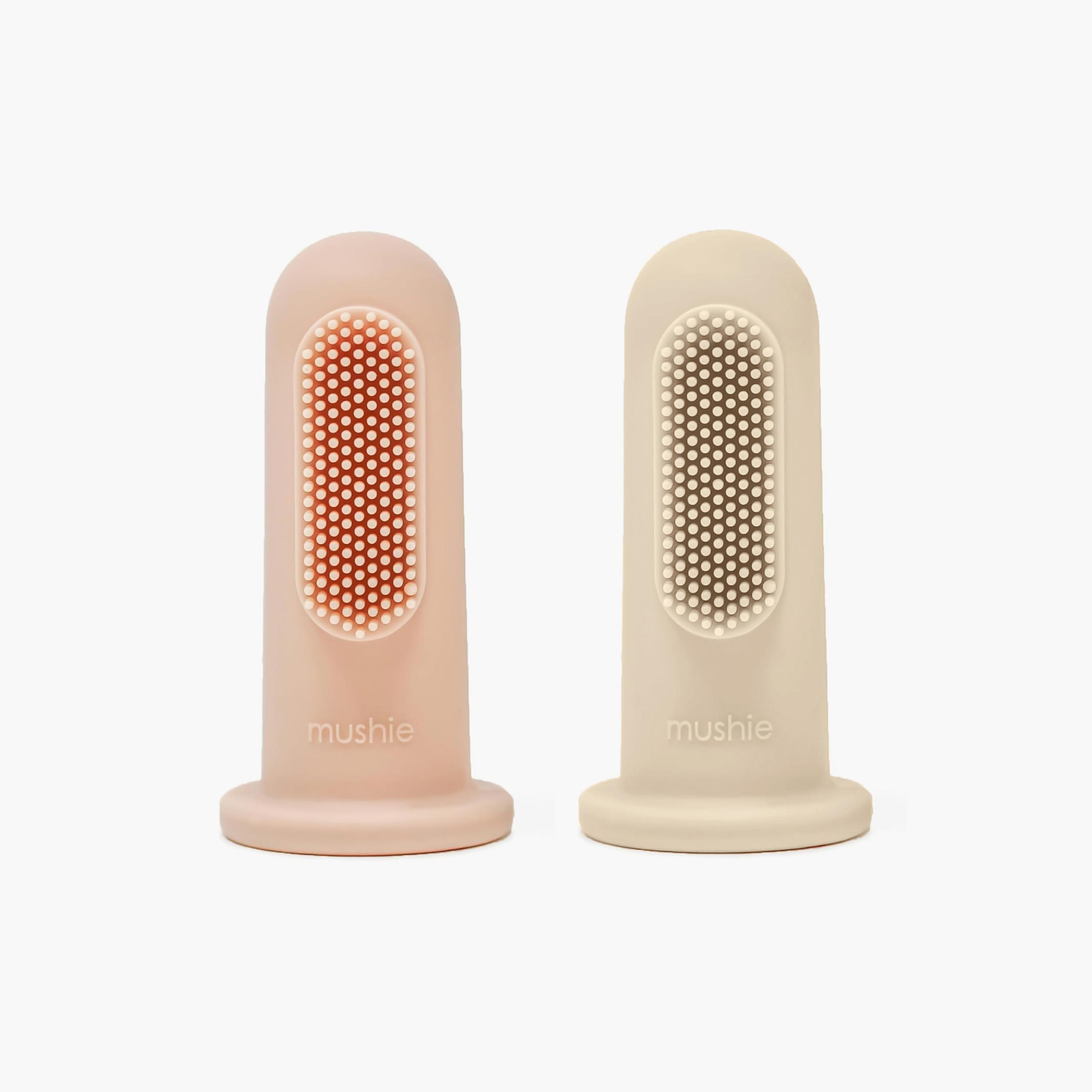 Mushie 2-Piece Finger Toothbrush Blush-baby-bathandcare-oralcare-teethanddentalcare-image-1