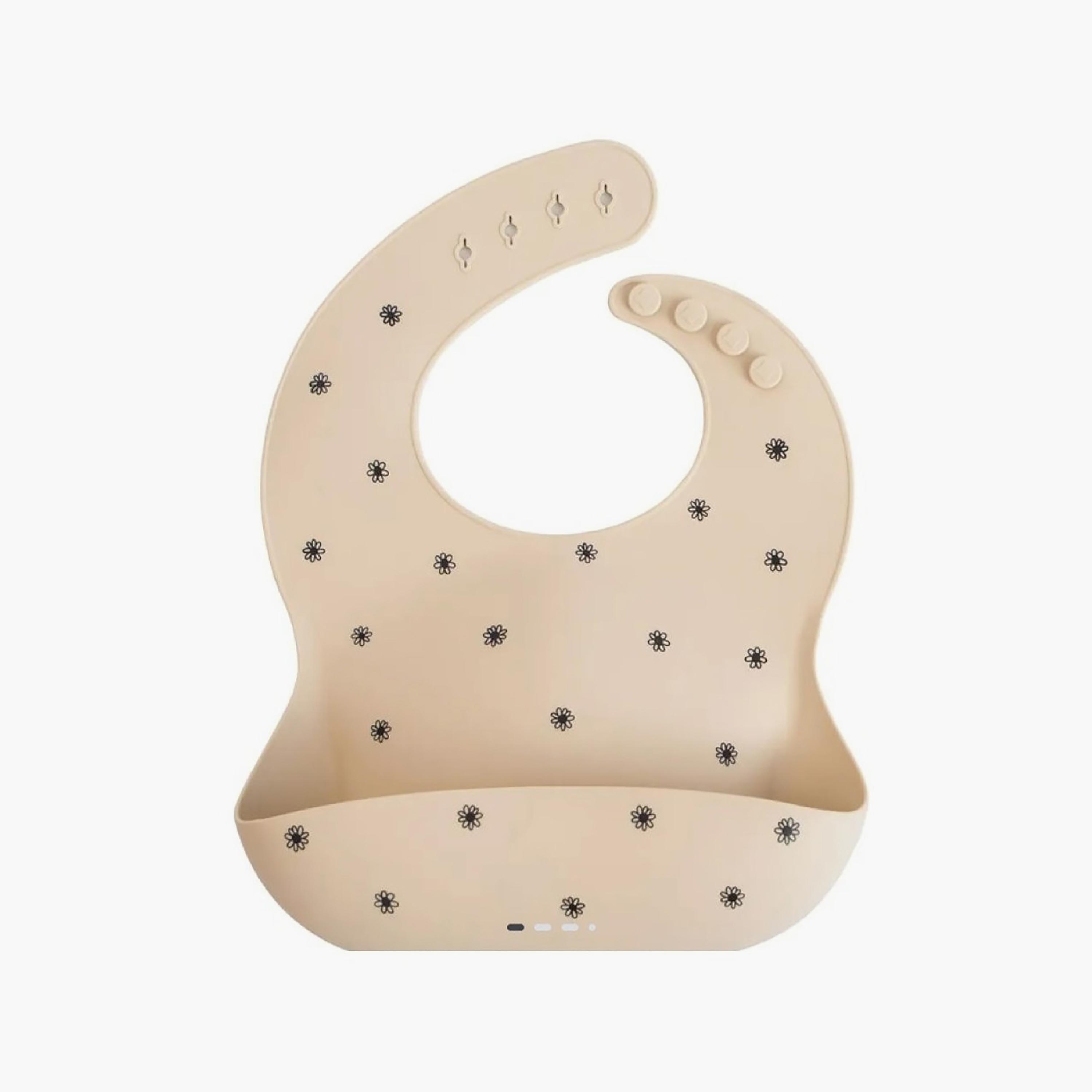 مريلة سيليكون موشي بطبعة الزهور-baby-feeding-bibs-image-1
