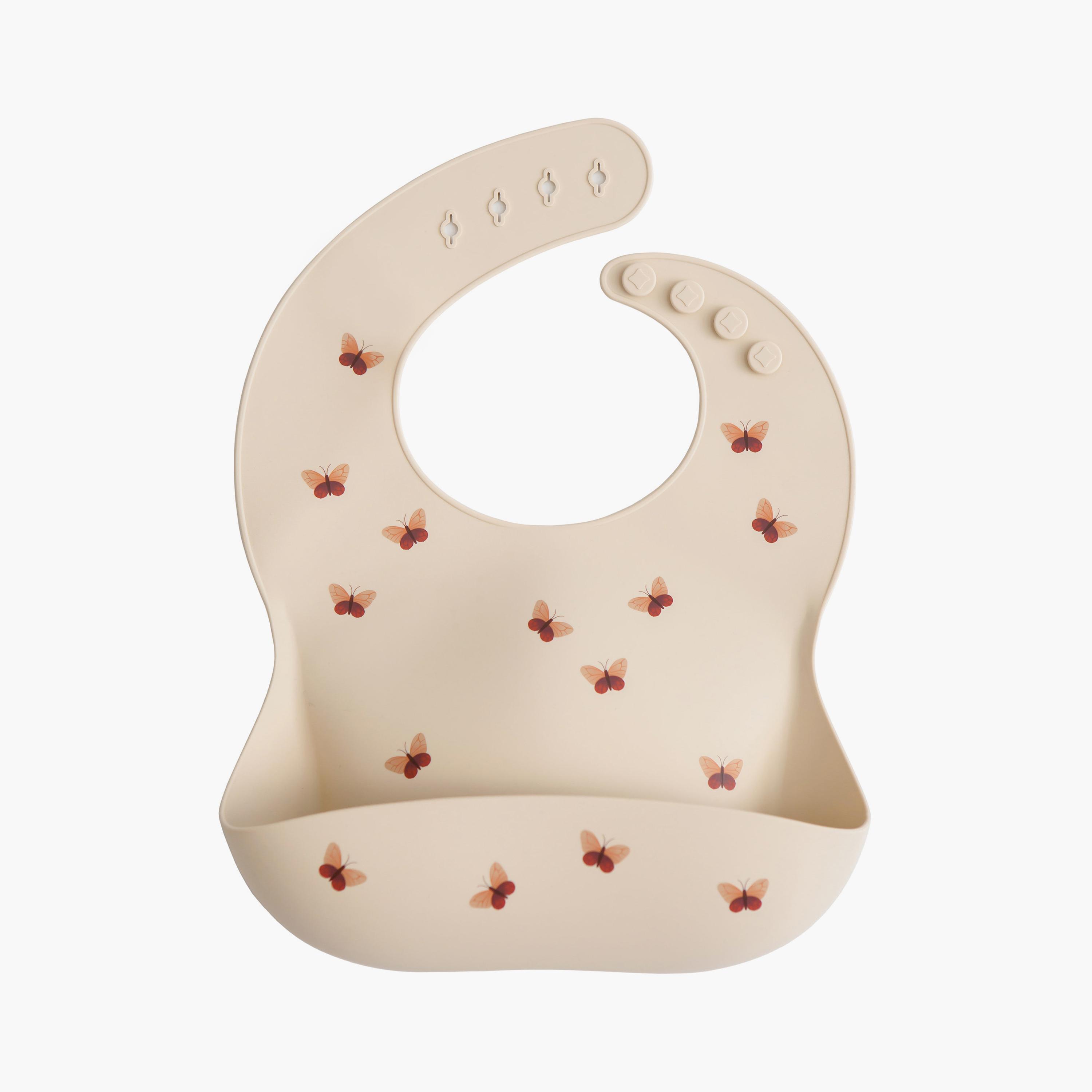 Mushie Butterflies Printed Silicone Bib-baby-feeding-bibs-image-1