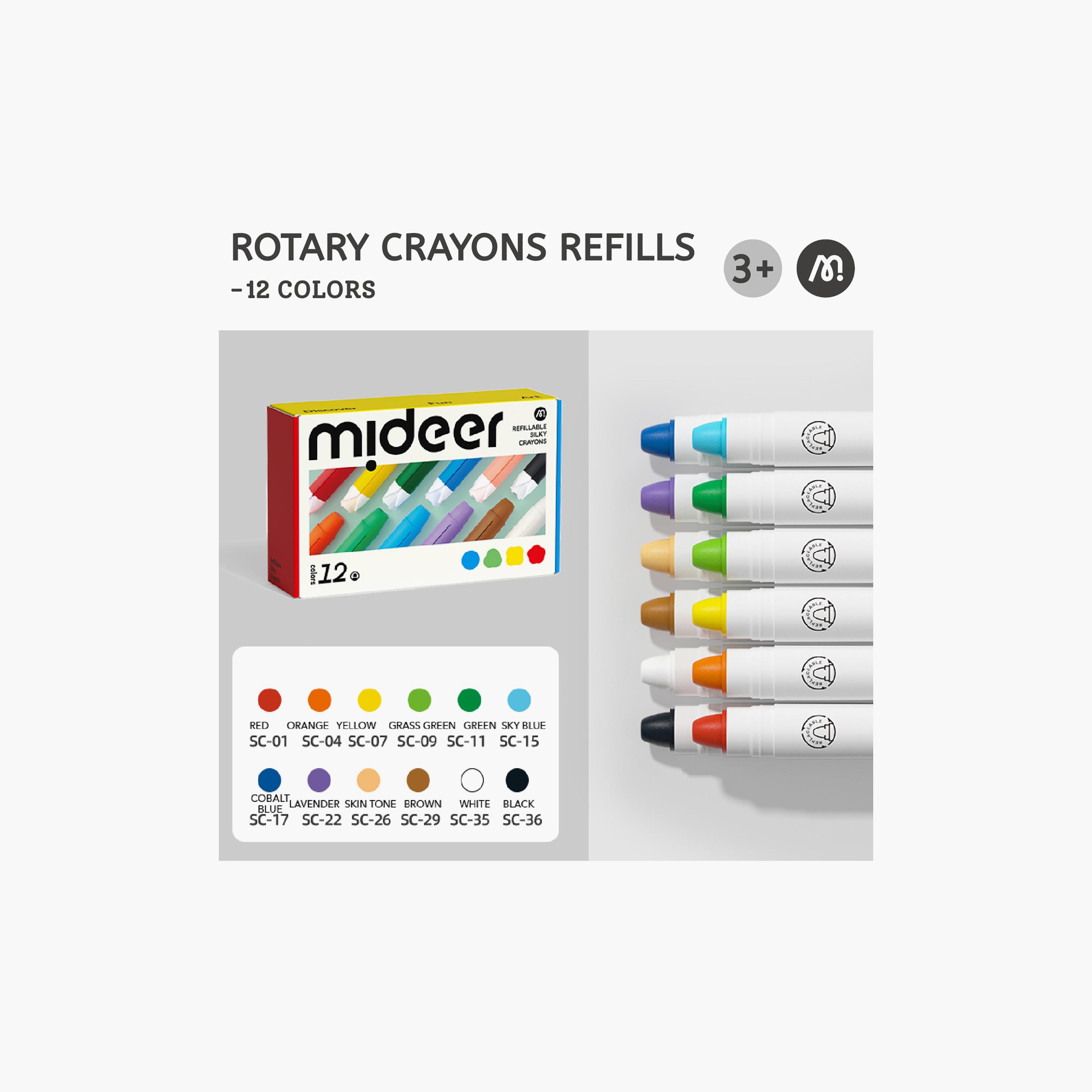 Mideer 12-Piece Refillable Silky Crayons-school-artsandcrafts-image-2