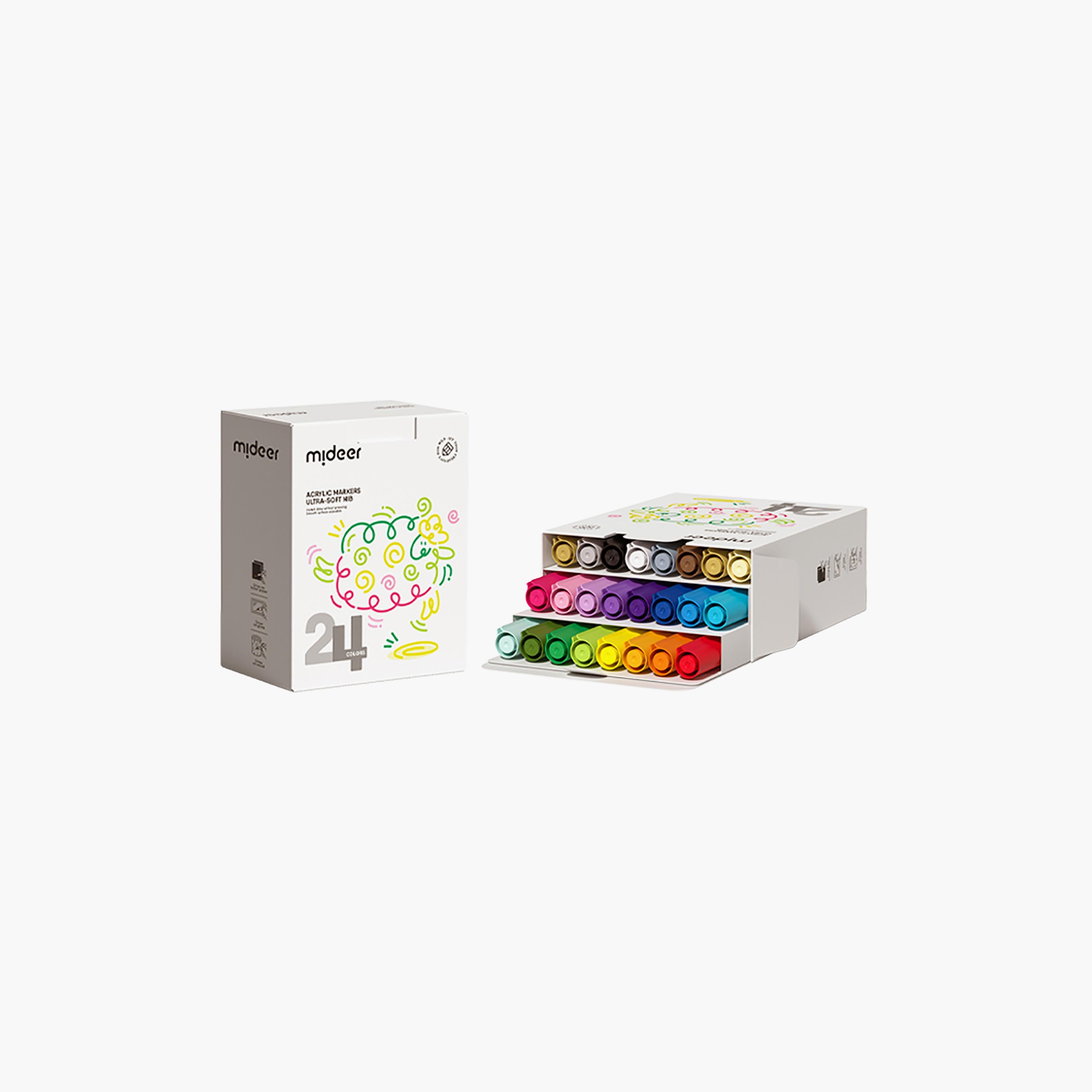 Mideer 24-Piece Ultra-Soft Acrylic Markers-school-artsandcrafts-image-1