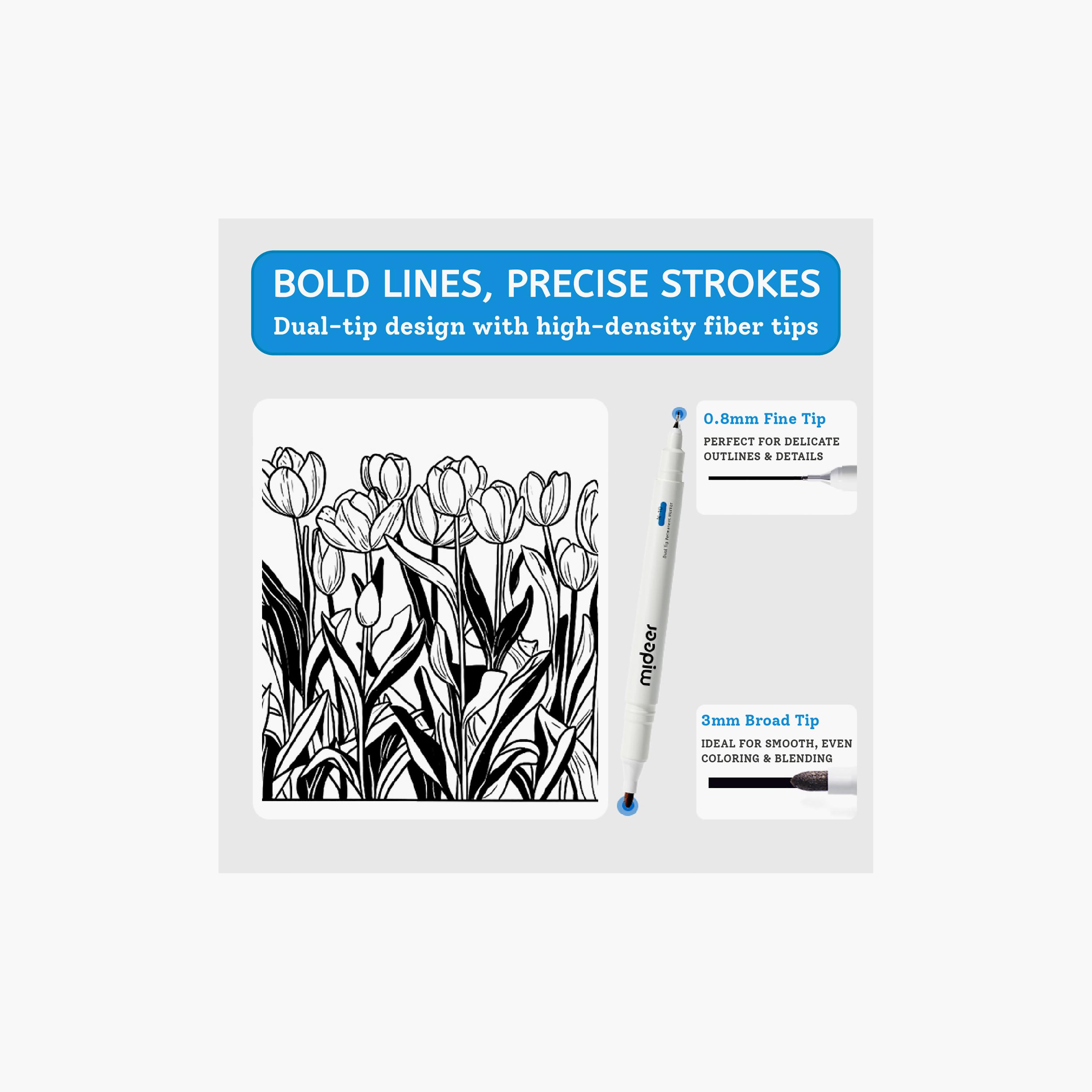أقلام ماركر دائمة برأس مزدوج، 3 قطع من ميدير-school-artsandcrafts-image-7