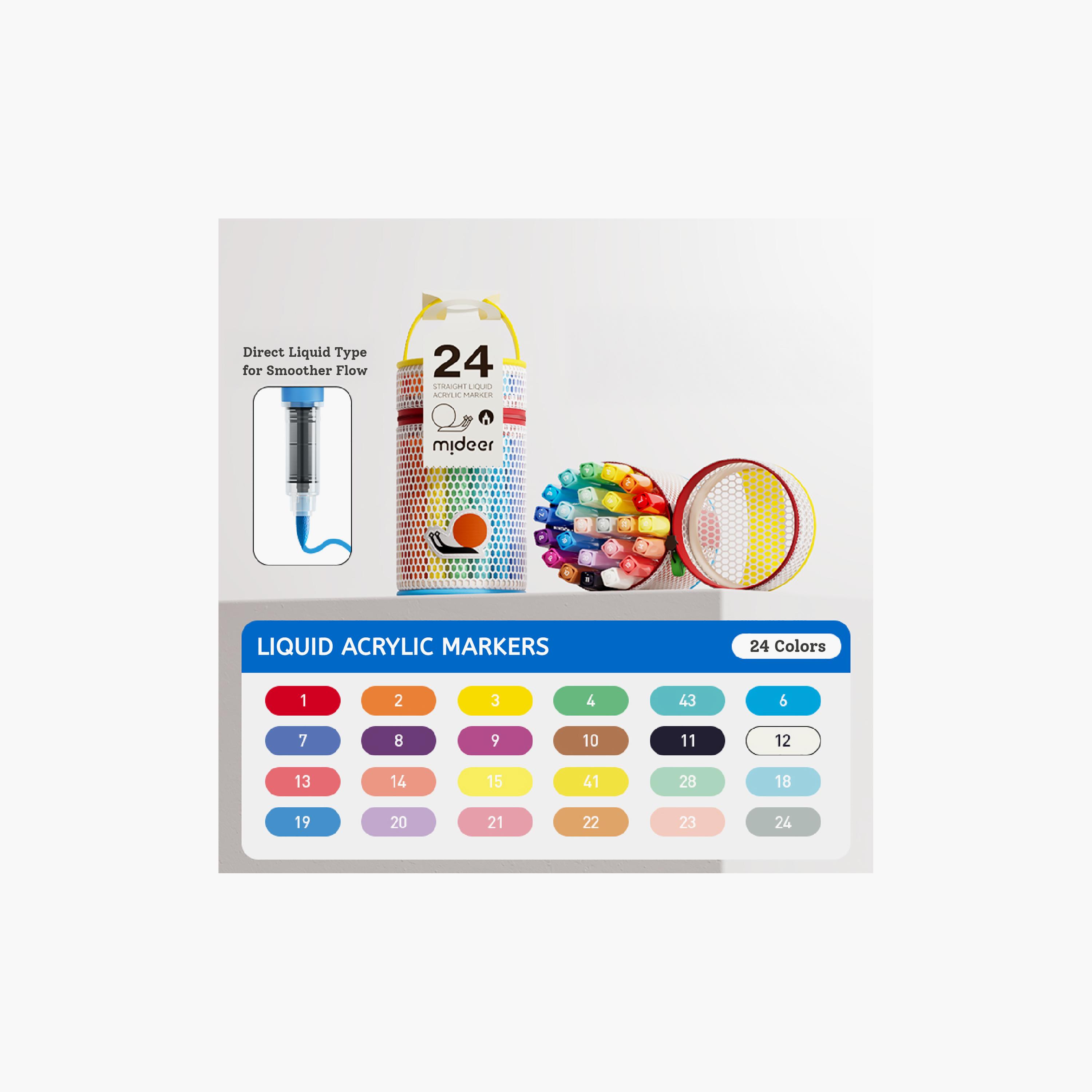 Mideer 24-Piece Straight Liquid Acrylic Markers-school-artsandcrafts-image-2