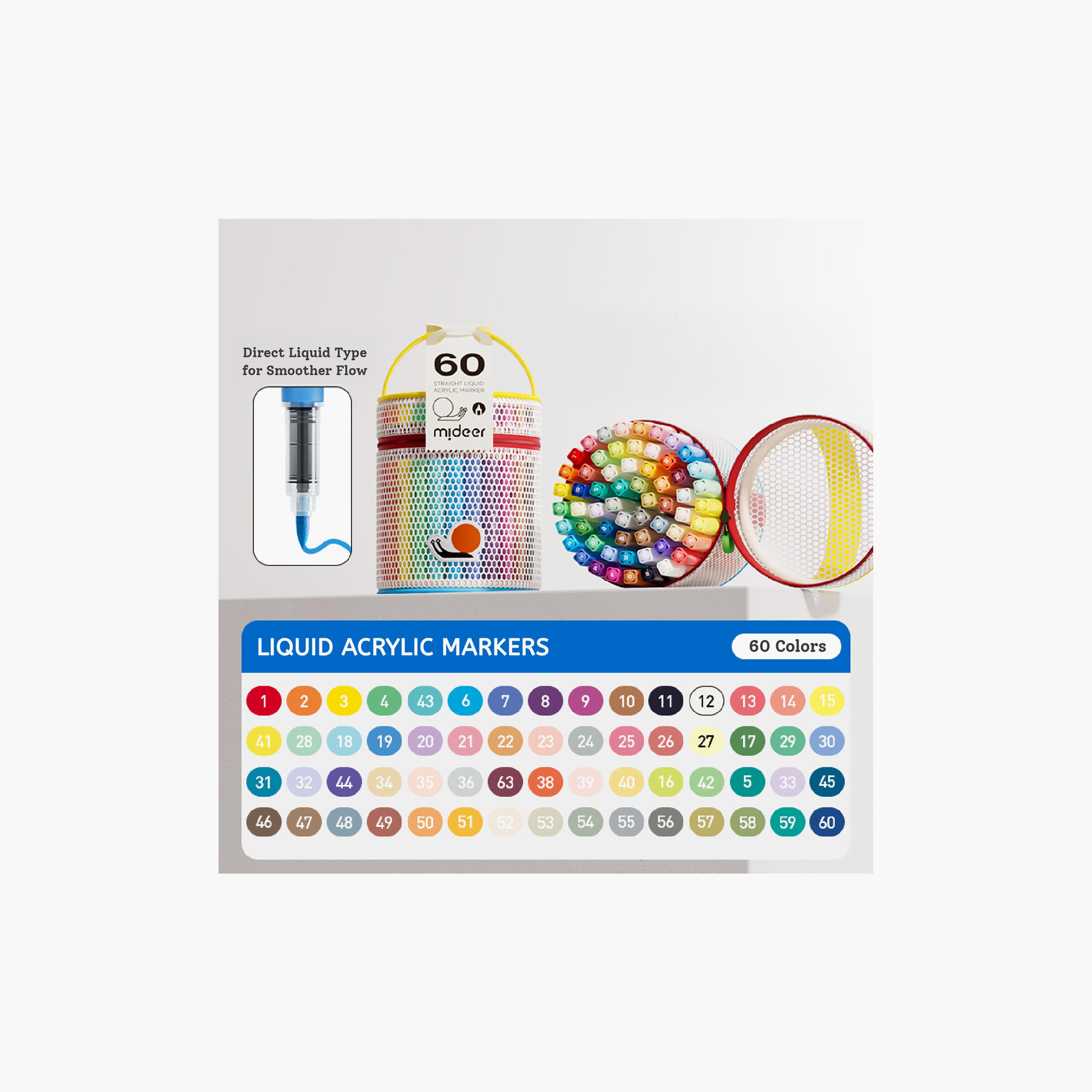 Mideer 60-Piece Straight Liquid Acrylic Markers-school-artsandcrafts-image-2