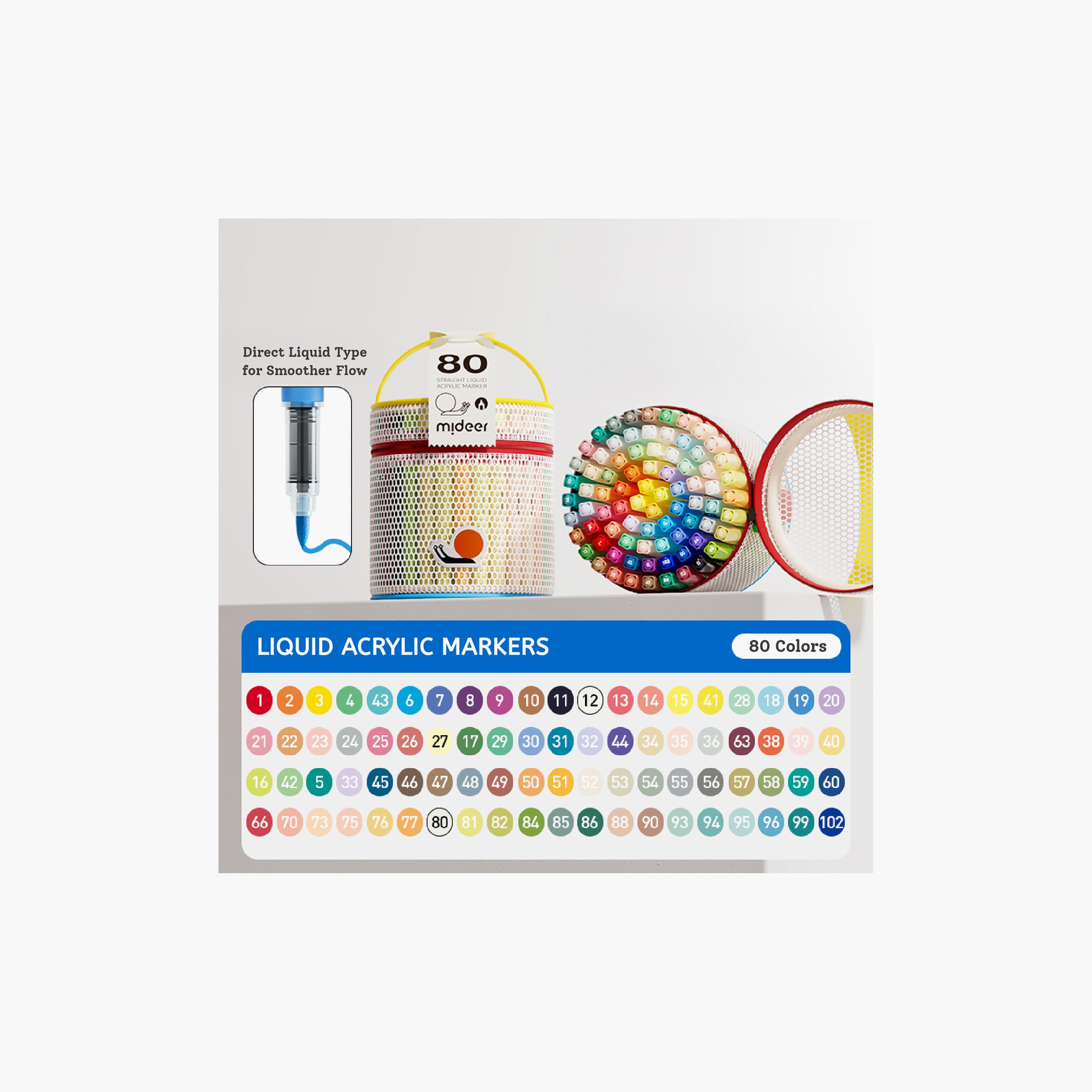 Mideer 80-Piece Straight Liquid Acrylic Markers-school-artsandcrafts-image-2