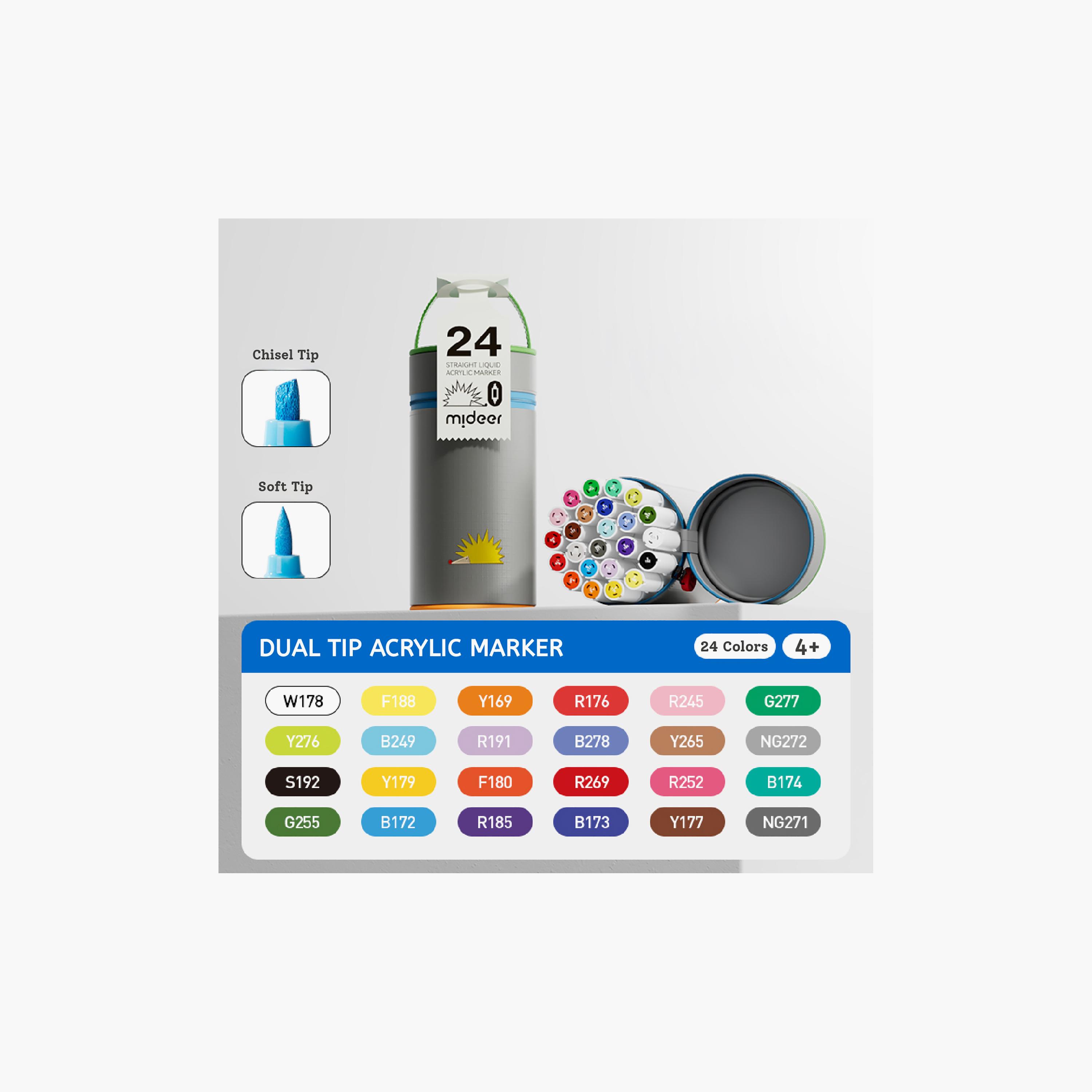 أقلام ماركر أكريليك برأس مزدوج، 24 قطعة من ميدير-school-artsandcrafts-image-2