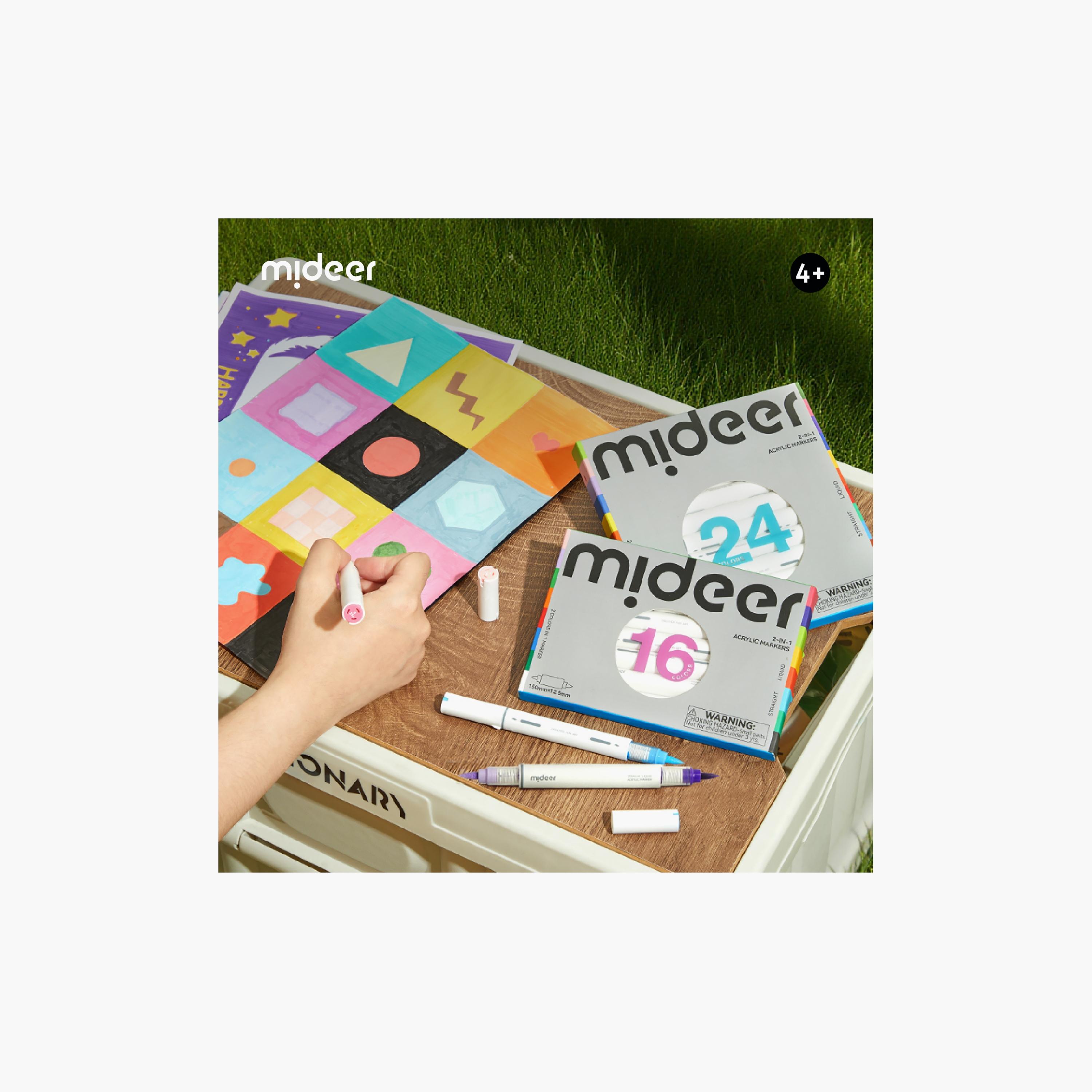 أقلام ماركر أكريليك برأس مزدوج 2 في 1، 16 قطعة من ميدير-school-artsandcrafts-image-9