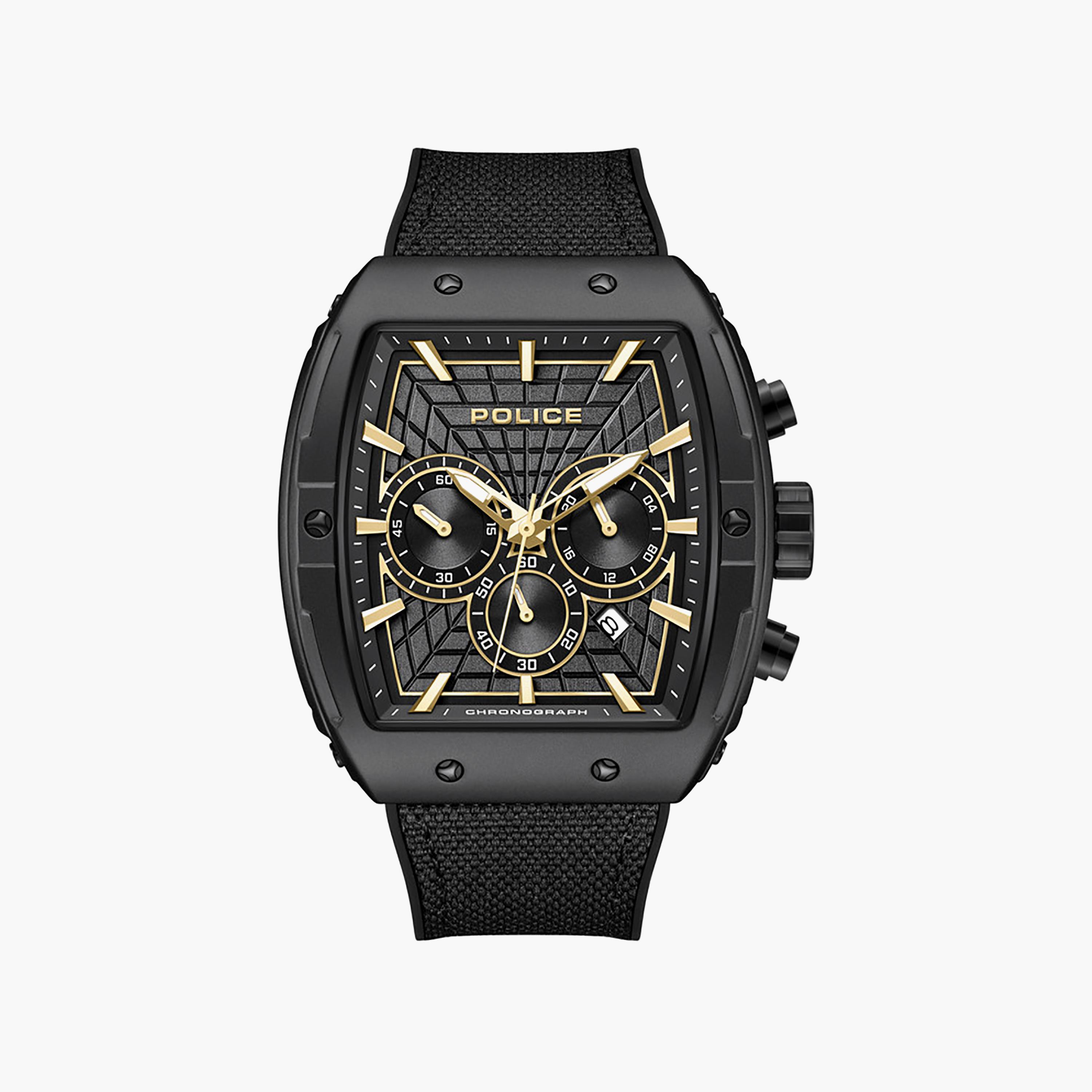 Coswig Black Dial Silicone-Nylon Bracelet Chronograph Watch for Men-men-watchesandjewellery-watches-image-1