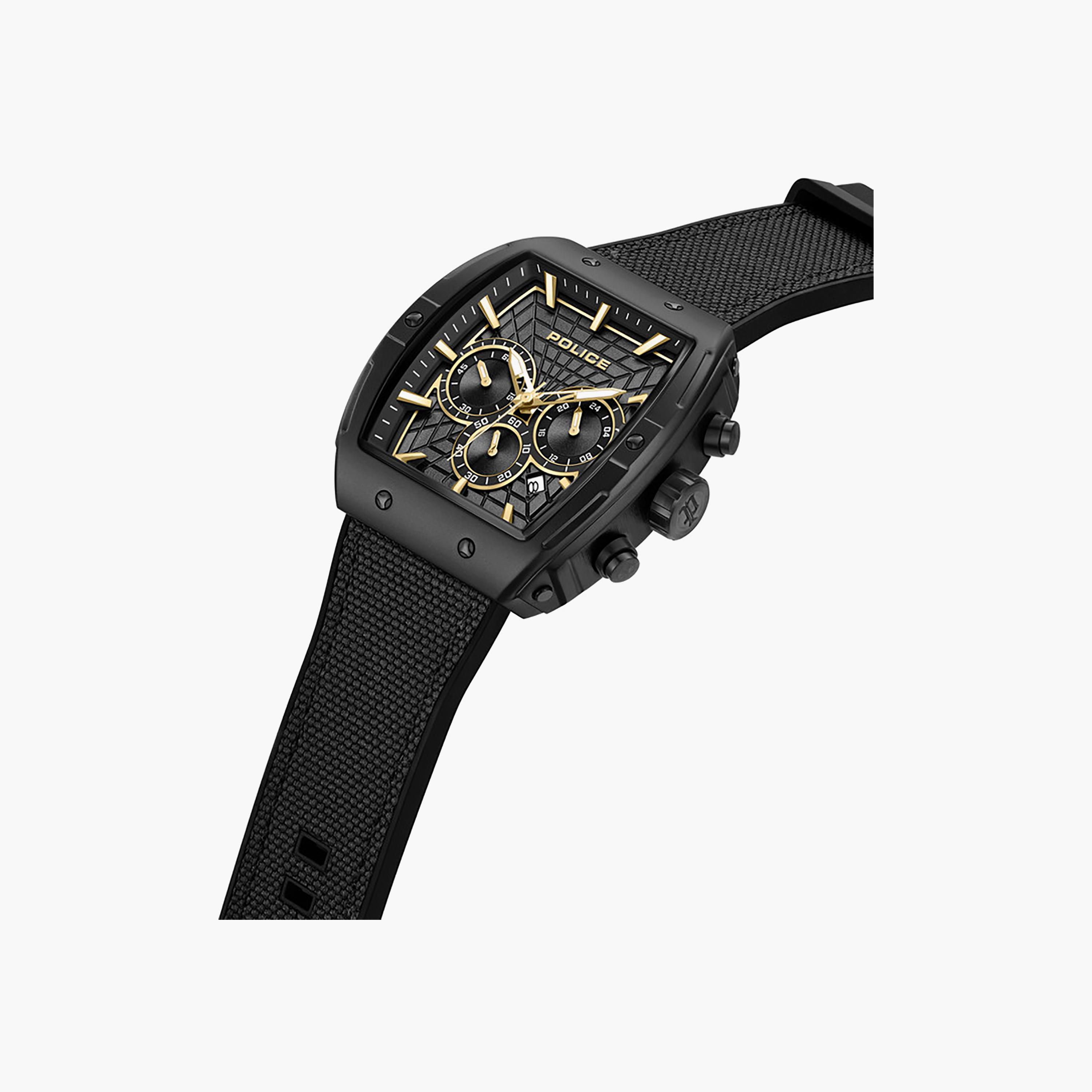 Coswig Black Dial Silicone-Nylon Bracelet Chronograph Watch for Men-men-watchesandjewellery-watches-image-2