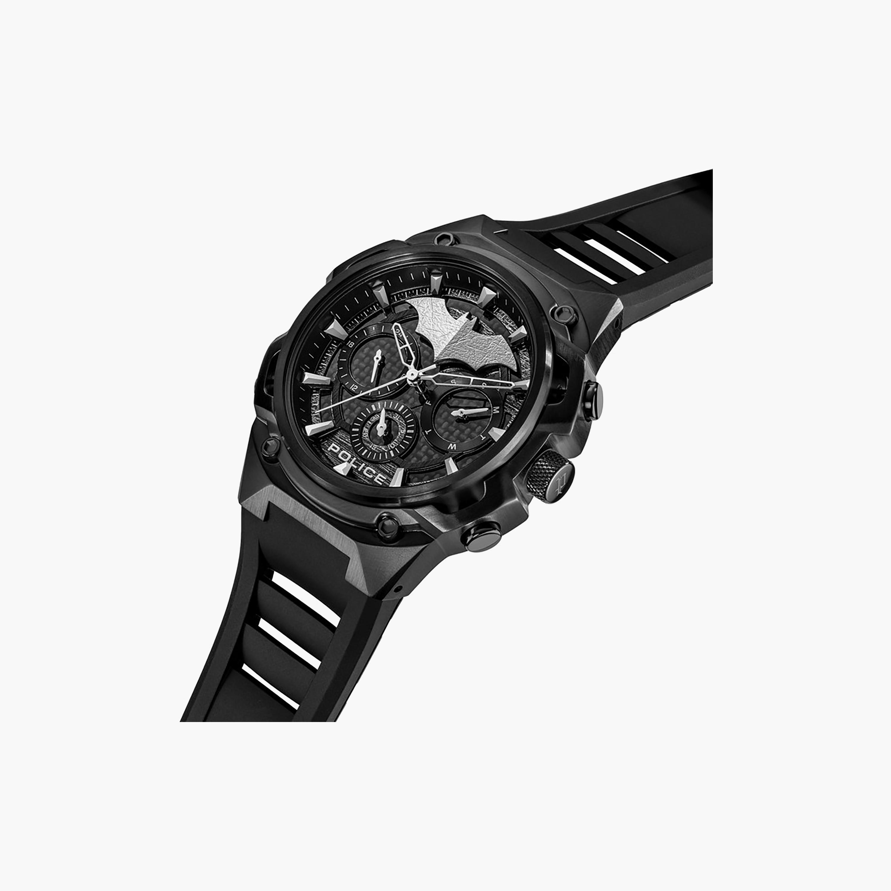 Crusader Black Carbon Dial Silicone Strap Multifunction Watch Set for Men-men-watchesandjewellery-watches-image-3