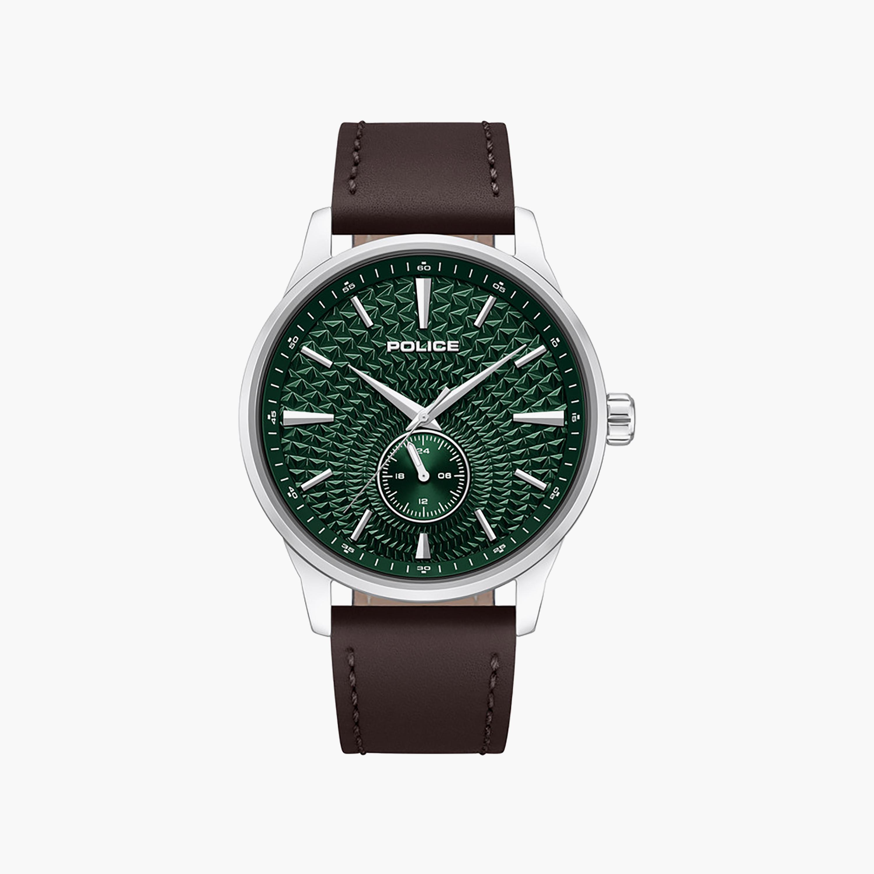 Jet Green Dial Genuine Leather Strap Analog Watch for Men-men-watchesandjewellery-watches-image-1