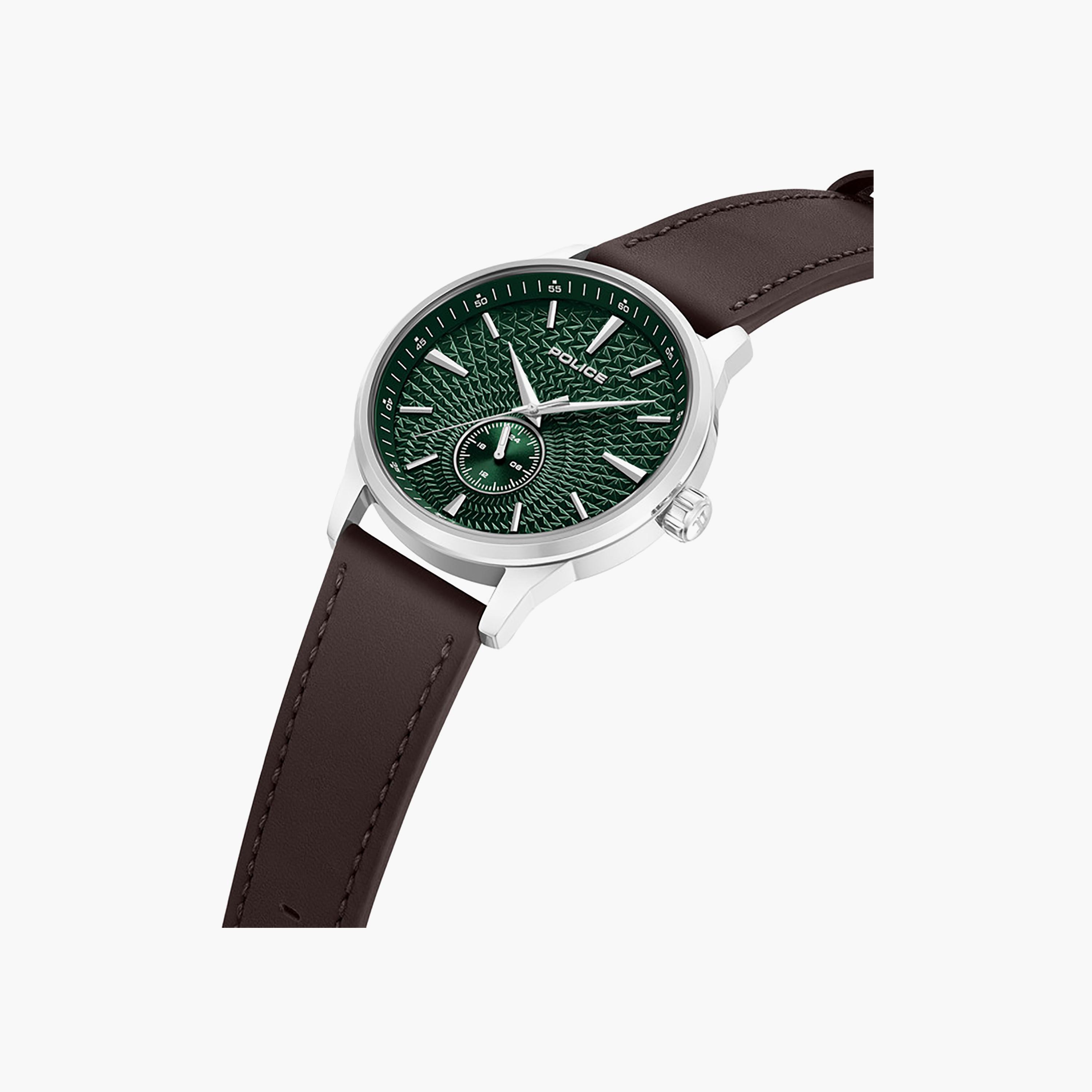 Jet Green Dial Genuine Leather Strap Analog Watch for Men-men-watchesandjewellery-watches-image-2