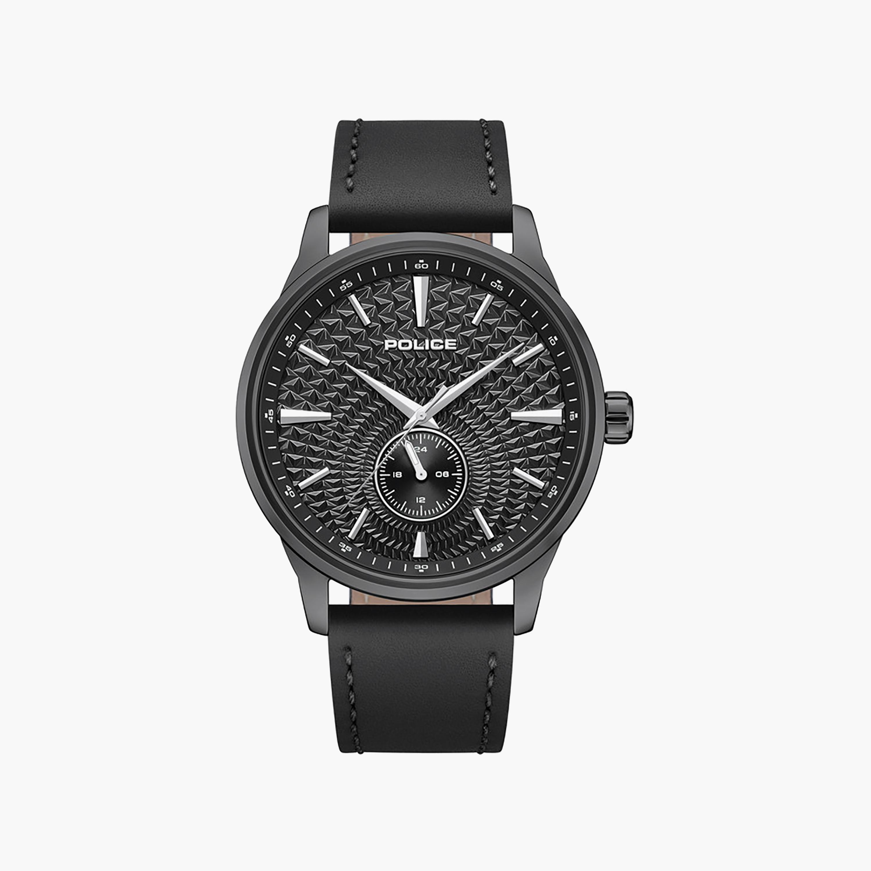 Jet Black Dial Genuine Leather Strap Analog Watch for Men-men-watchesandjewellery-watches-image-1