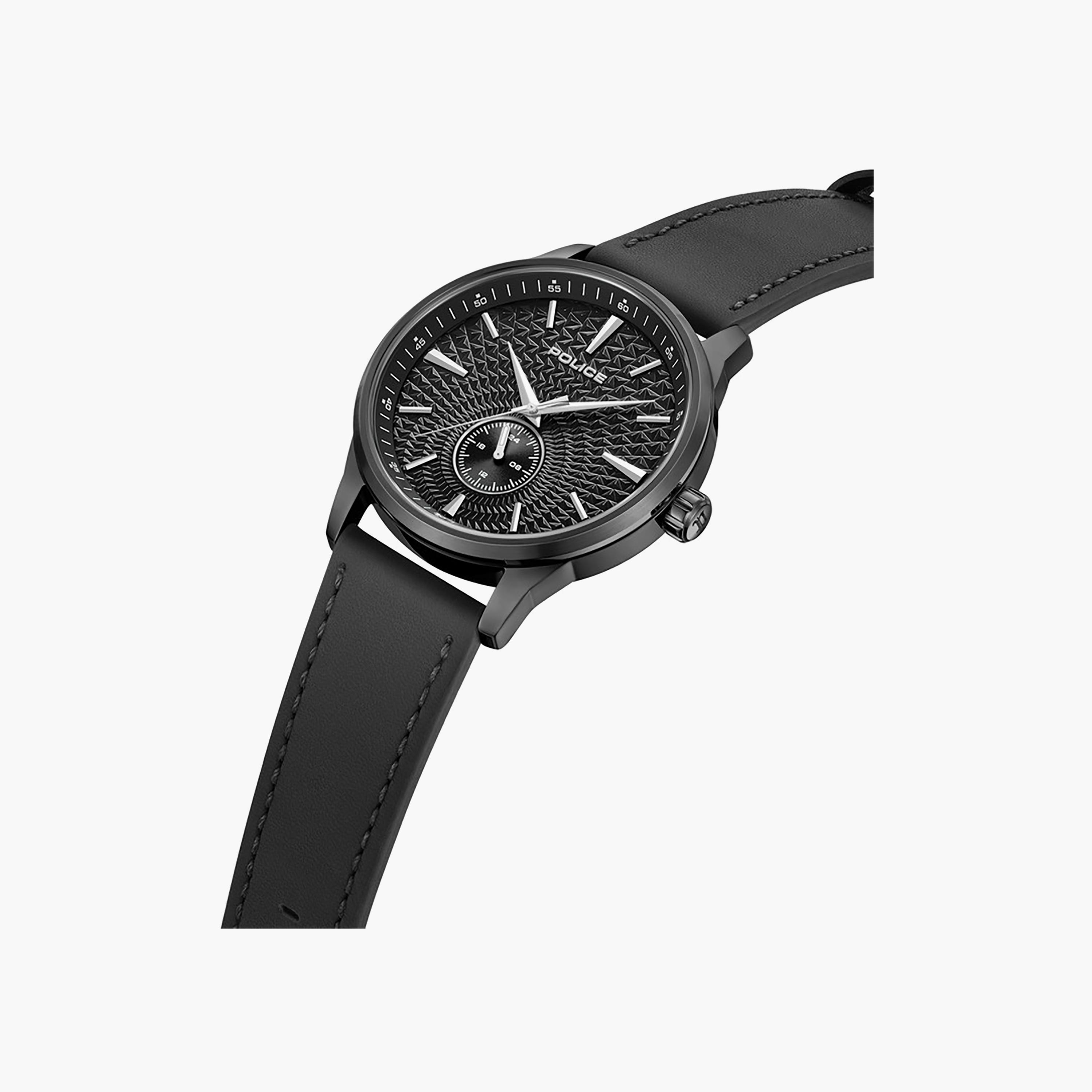Jet Black Dial Genuine Leather Strap Analog Watch for Men-men-watchesandjewellery-watches-image-2