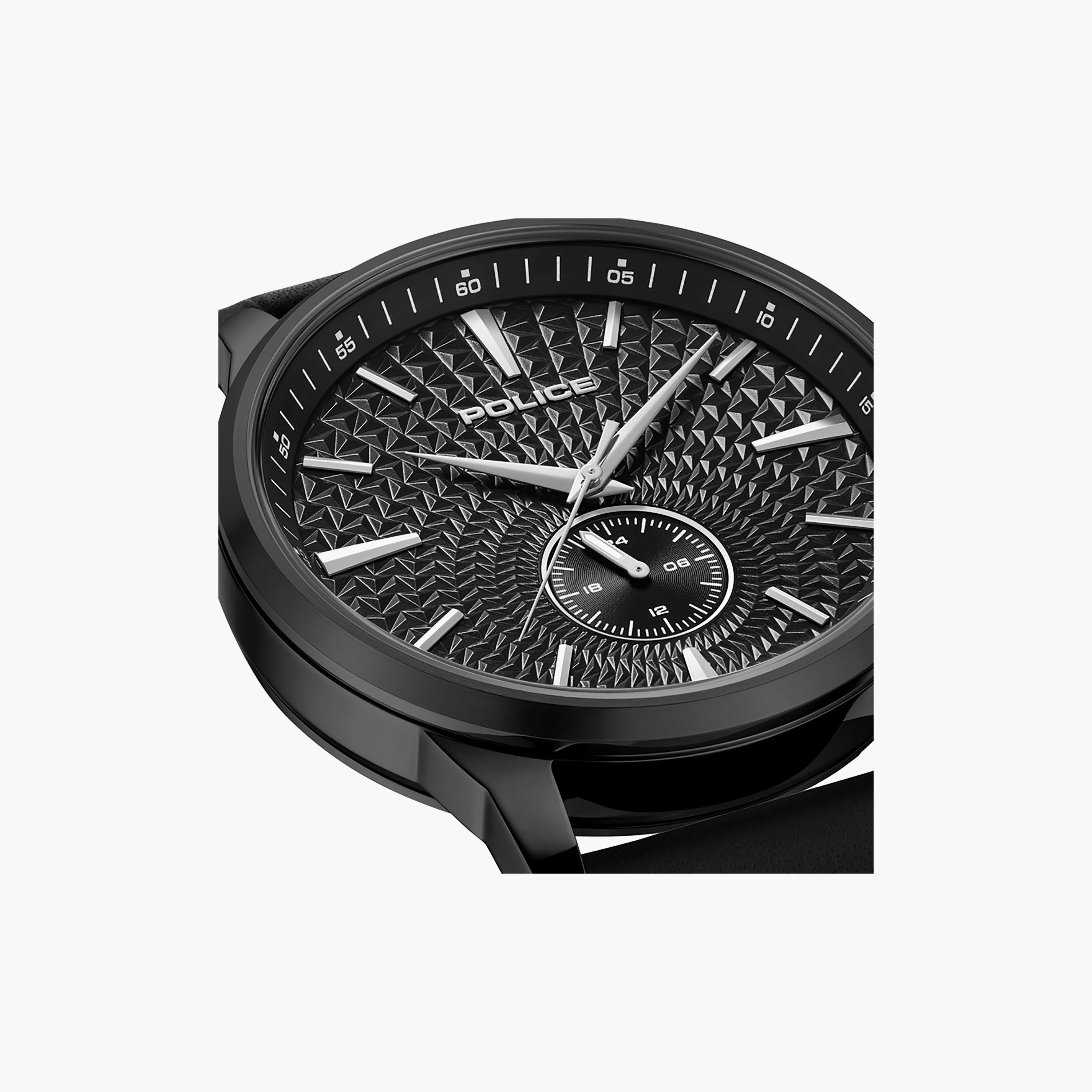 Jet Black Dial Genuine Leather Strap Analog Watch for Men-men-watchesandjewellery-watches-image-4