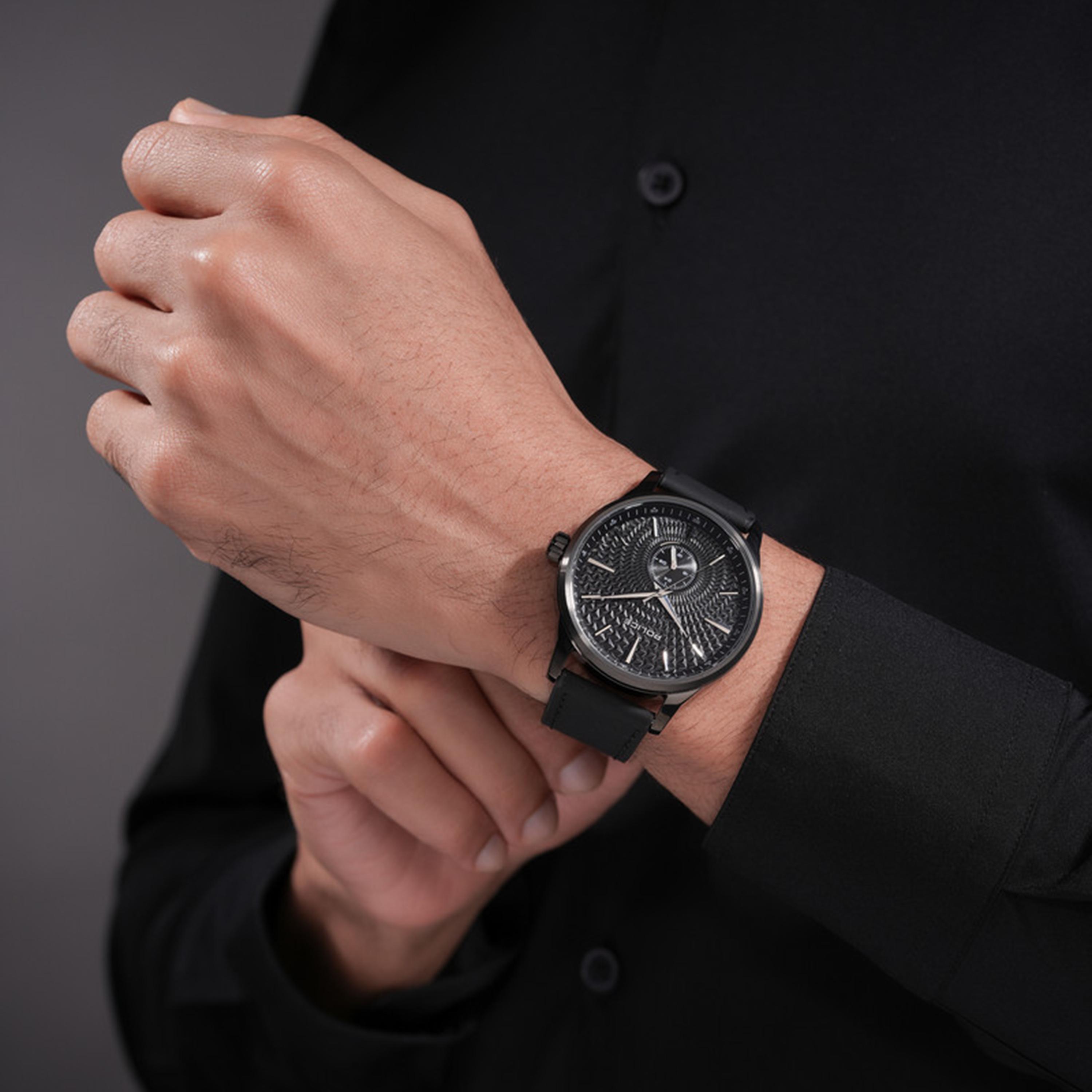 Jet Black Dial Genuine Leather Strap Analog Watch for Men-men-watchesandjewellery-watches-image-5