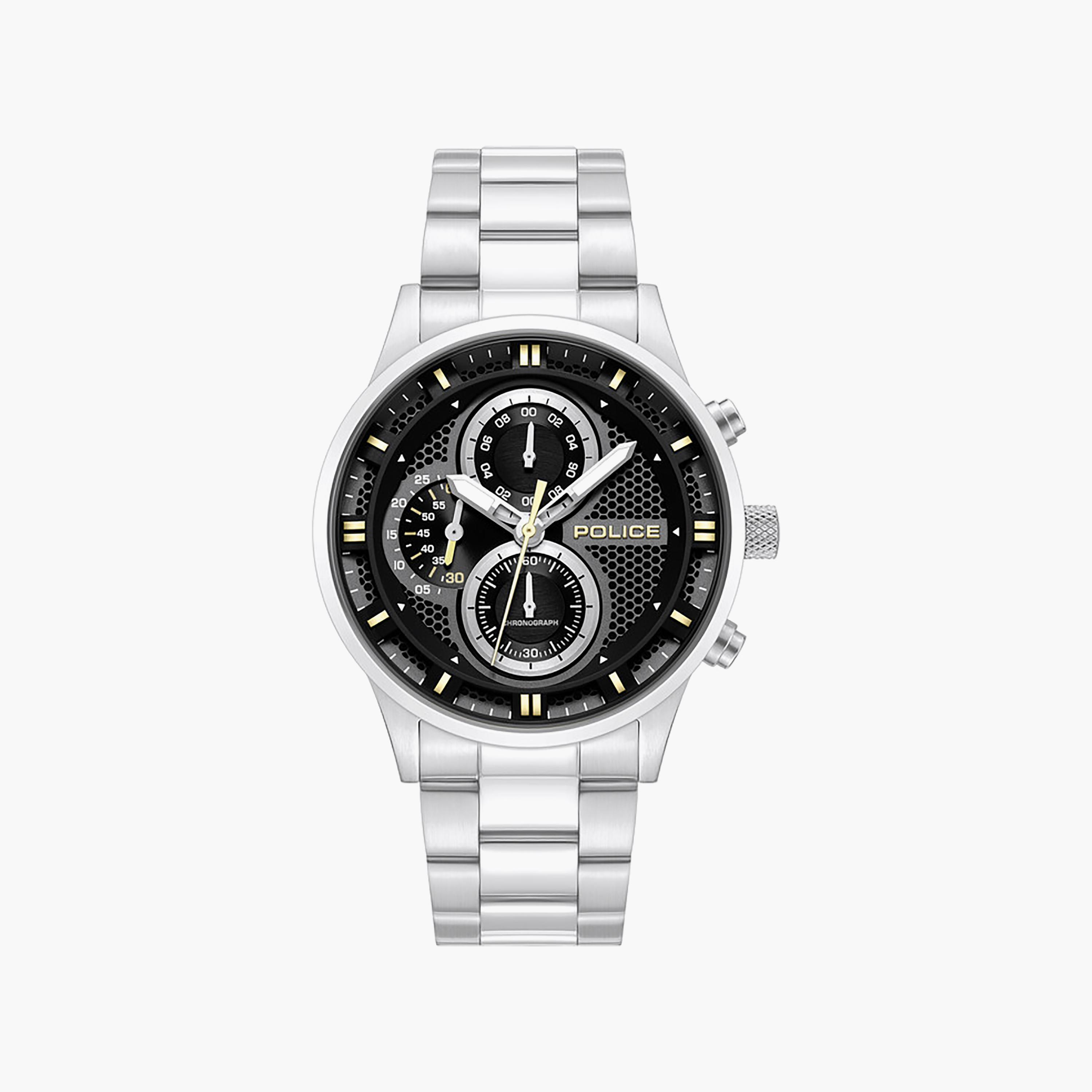 Levuka Black Dial Stainless Steel Bracelet Chronograph Watch for Men-men-watchesandjewellery-watches-image-1