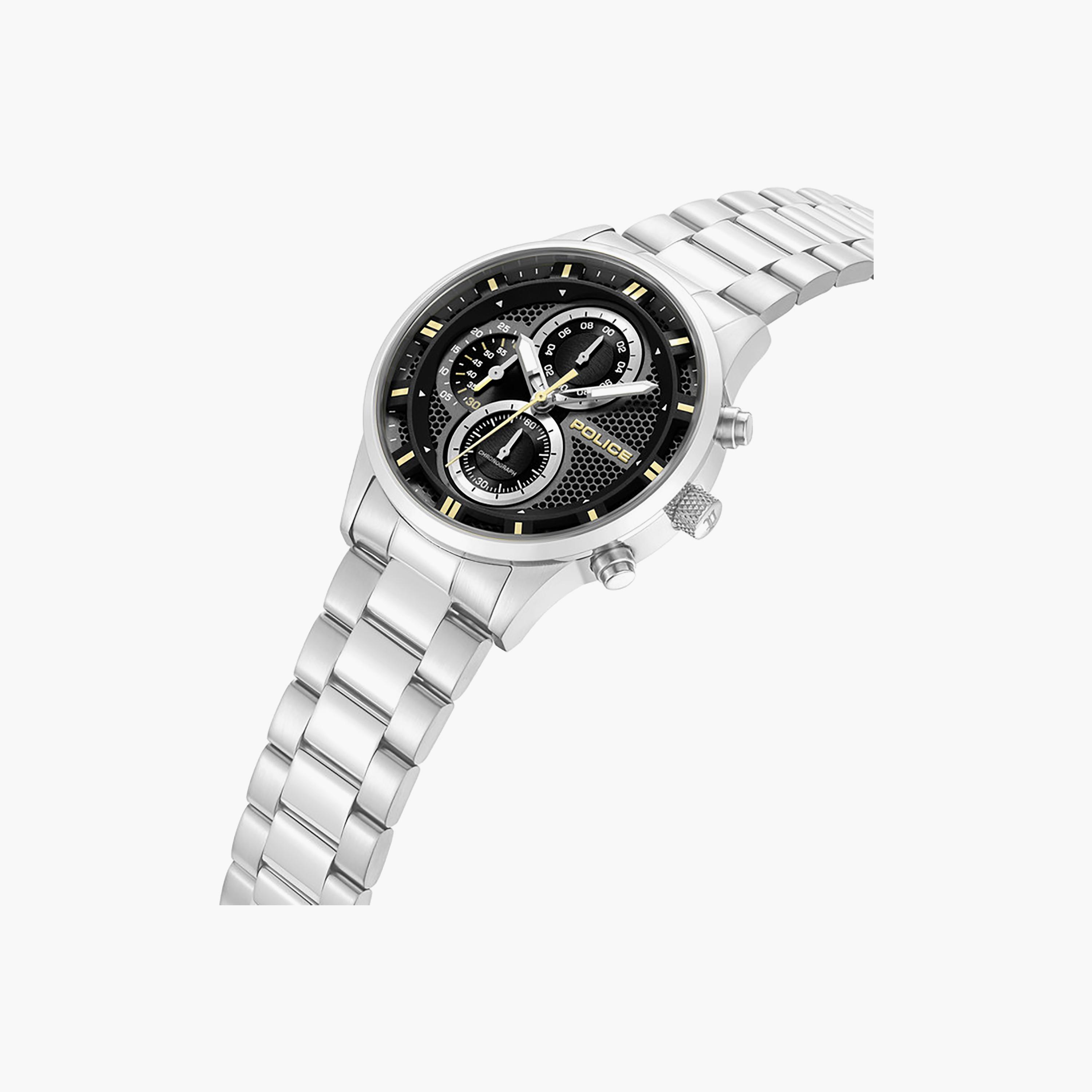 Levuka Black Dial Stainless Steel Bracelet Chronograph Watch for Men-men-watchesandjewellery-watches-image-2