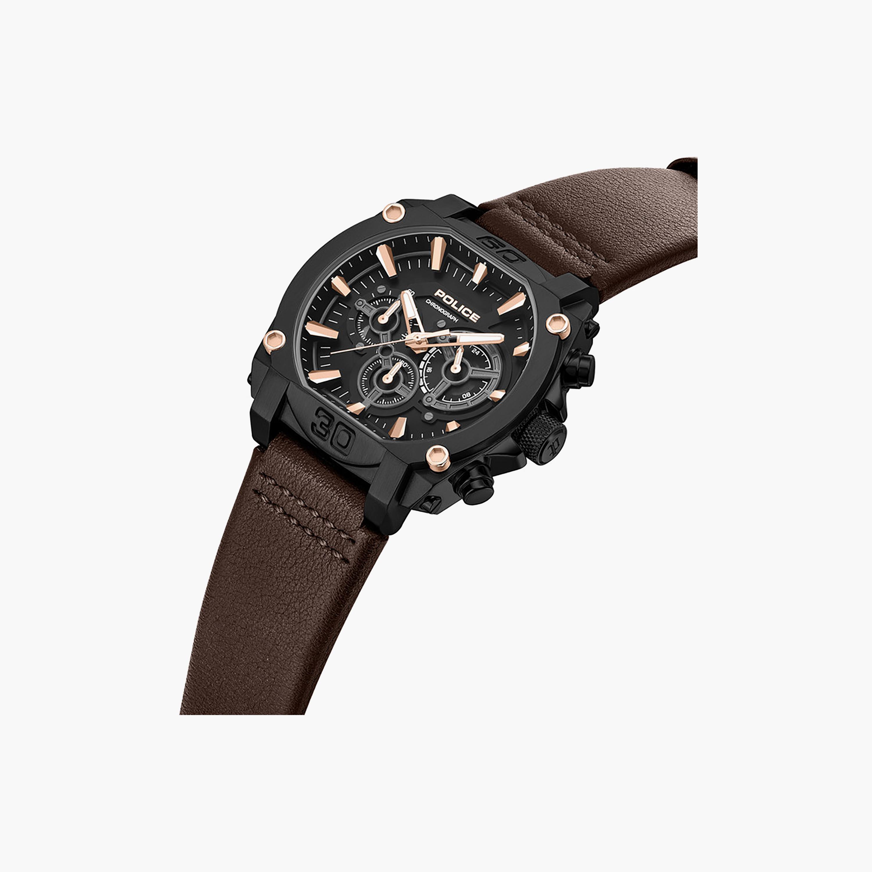 Norwood Black Dial Genuine Leather Strap Chronograph Watch for Men-men-watchesandjewellery-watches-image-2