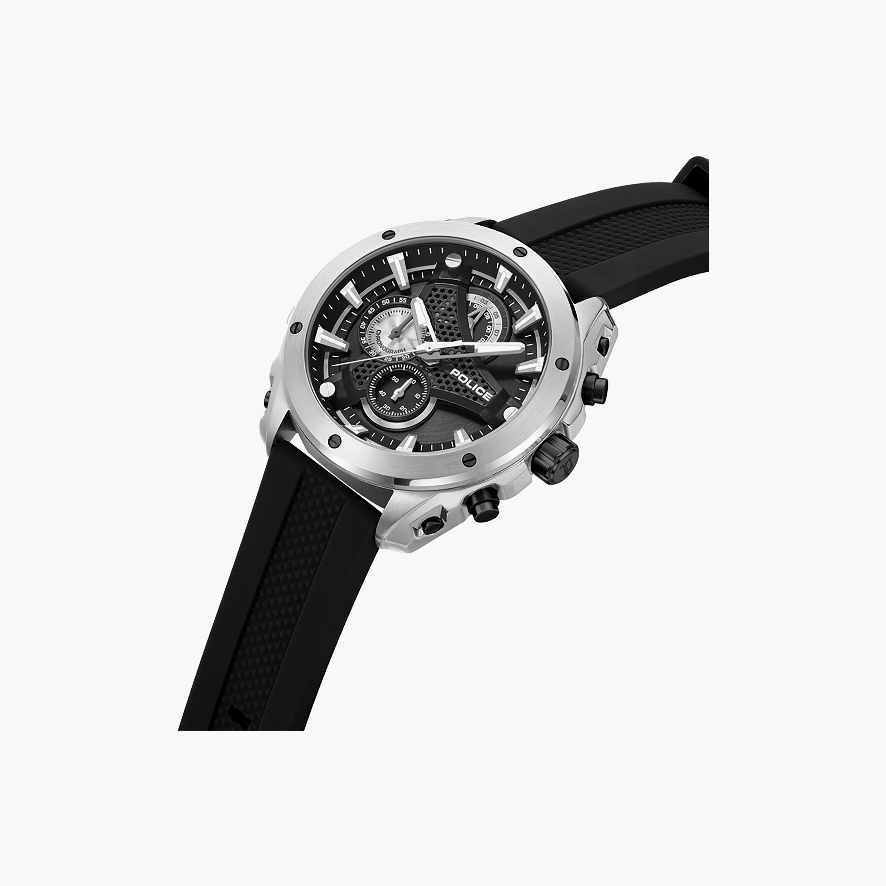 Wyvern Black Dial Silicone Strap Chronograph Watch for Men-men-watchesandjewellery-watches-image-2