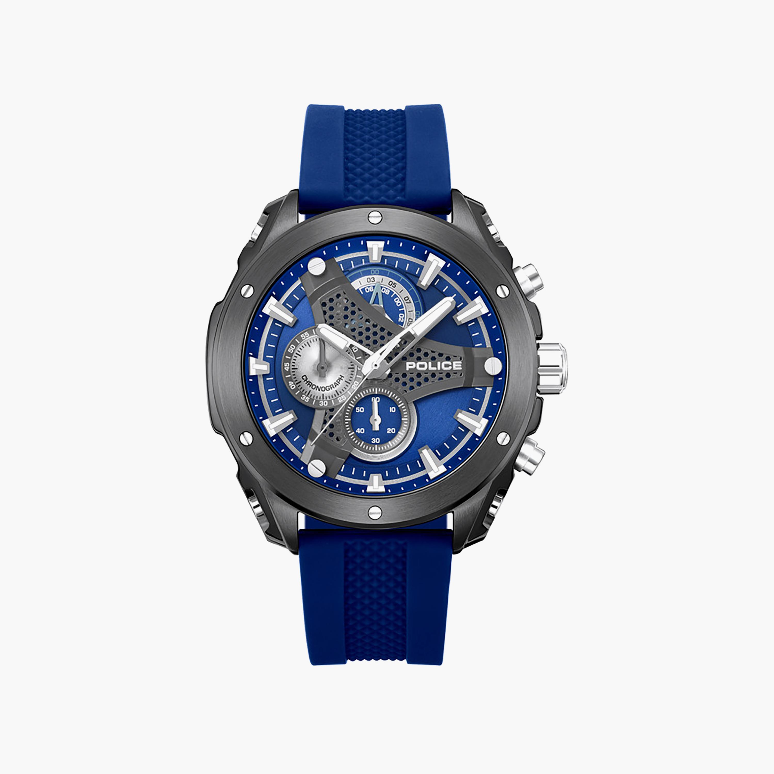 Wyvern Blue Dial Silicone Strap Chronograph Watch for Men-men-watchesandjewellery-watches-image-1