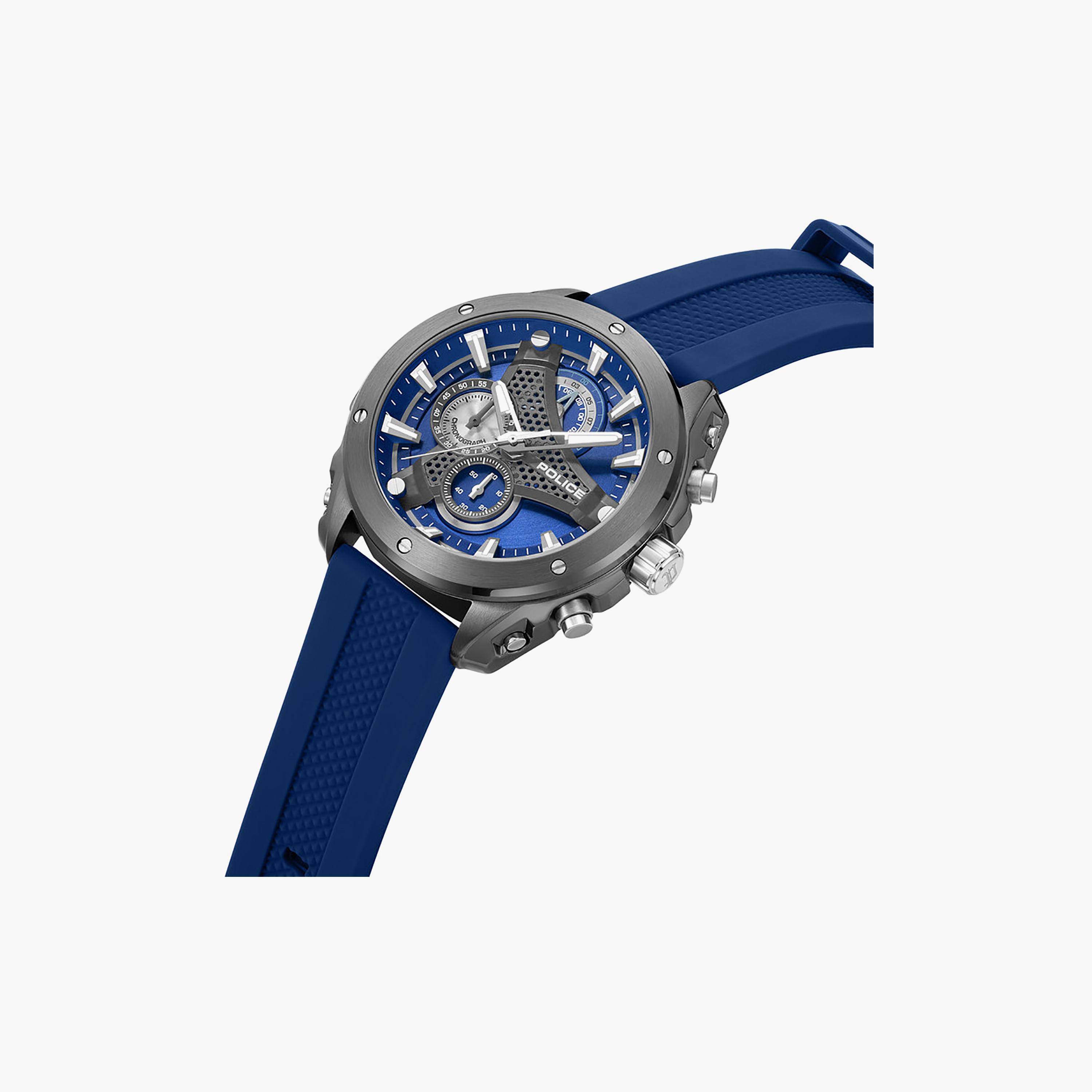 Wyvern Blue Dial Silicone Strap Chronograph Watch for Men-men-watchesandjewellery-watches-image-2