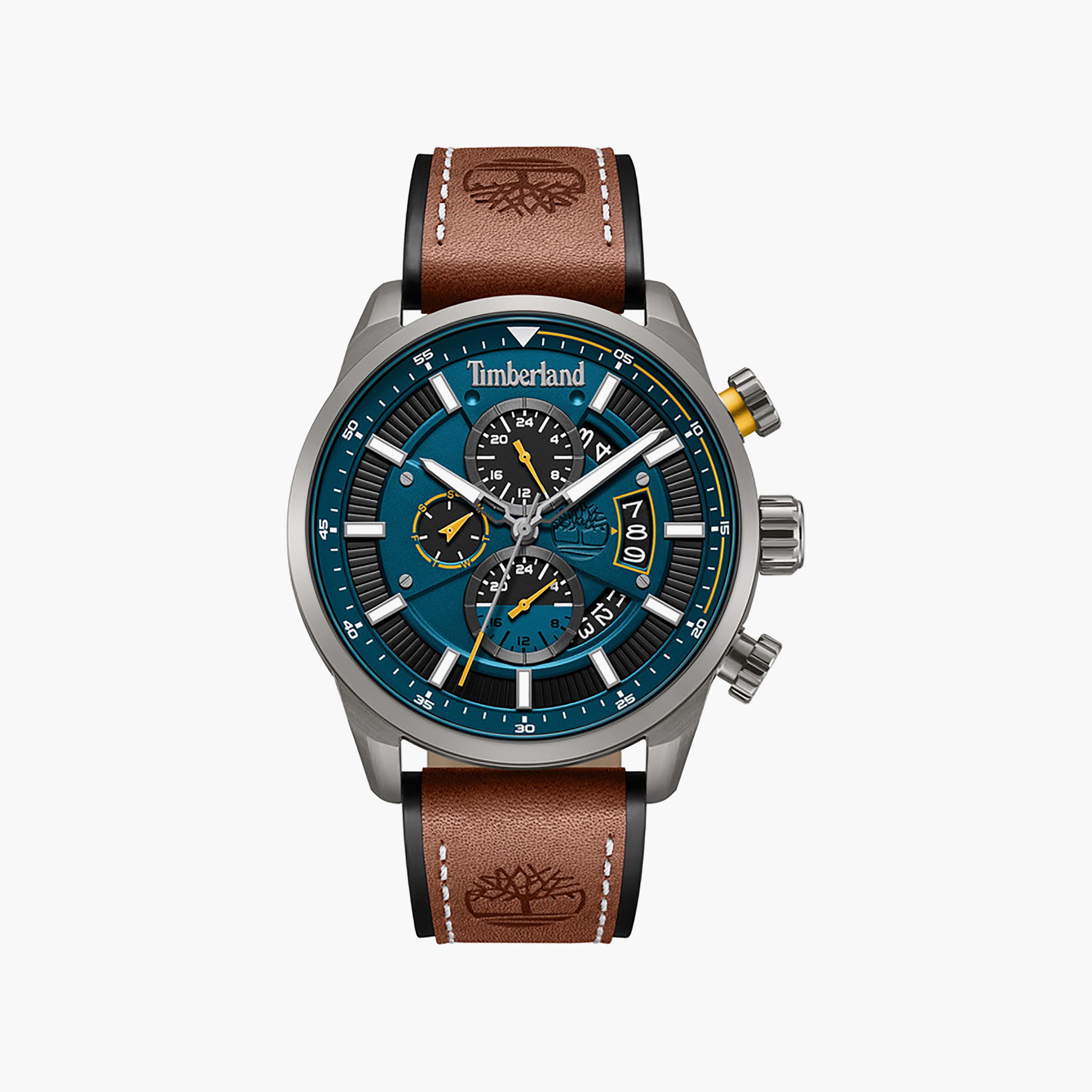 Calahan Blue Dial Leather Strap Multifunction Watch for Men-men-watchesandjewellery-watches-image-1