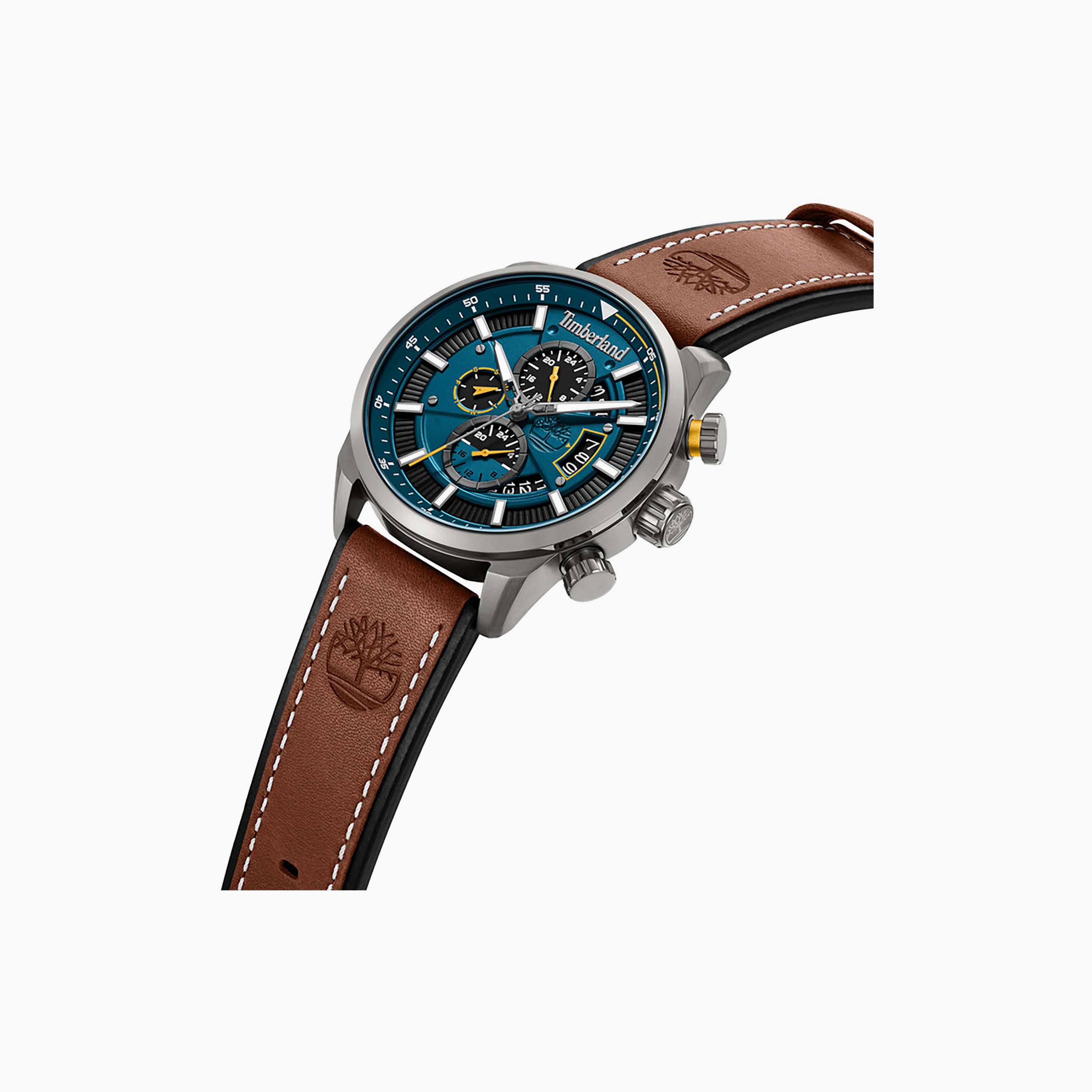 Calahan Blue Dial Leather Strap Multifunction Watch for Men-men-watchesandjewellery-watches-image-2